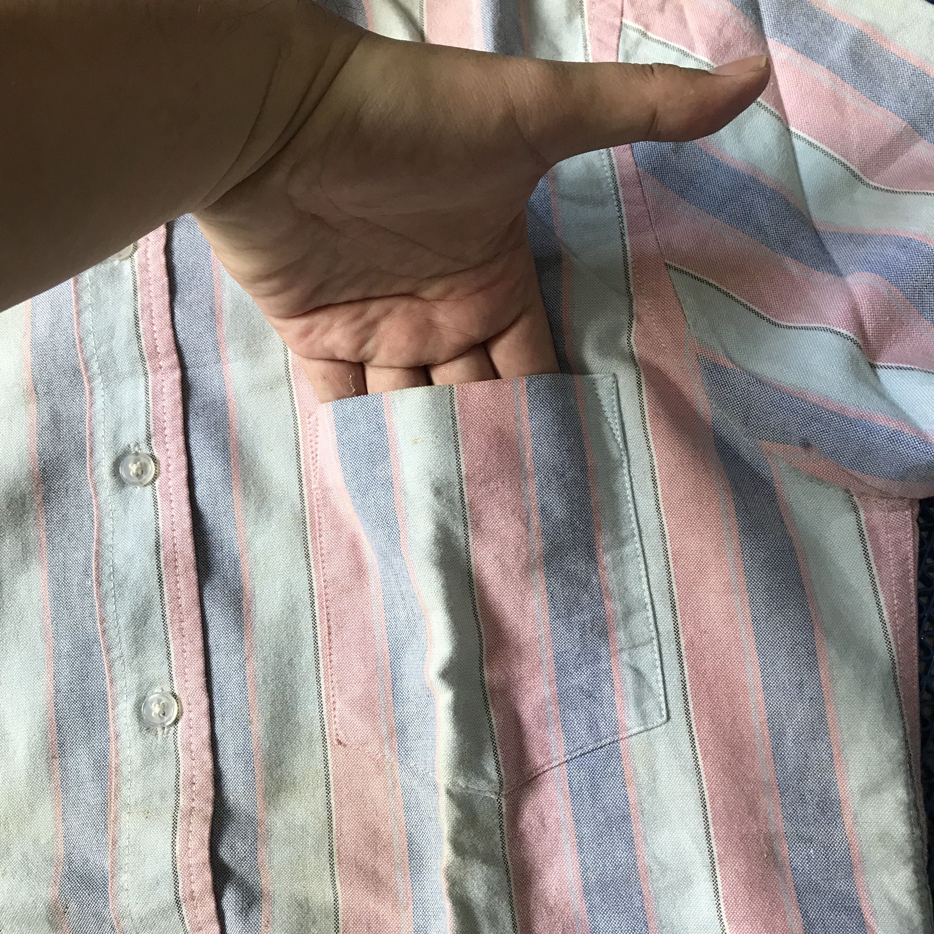 Designer × New England Shirt Company × Vintage Mikkel Rude OXFORD Candy stripes wine with thin navy white Size US M / EU 48-50 / 2 - 4 Thumbnail