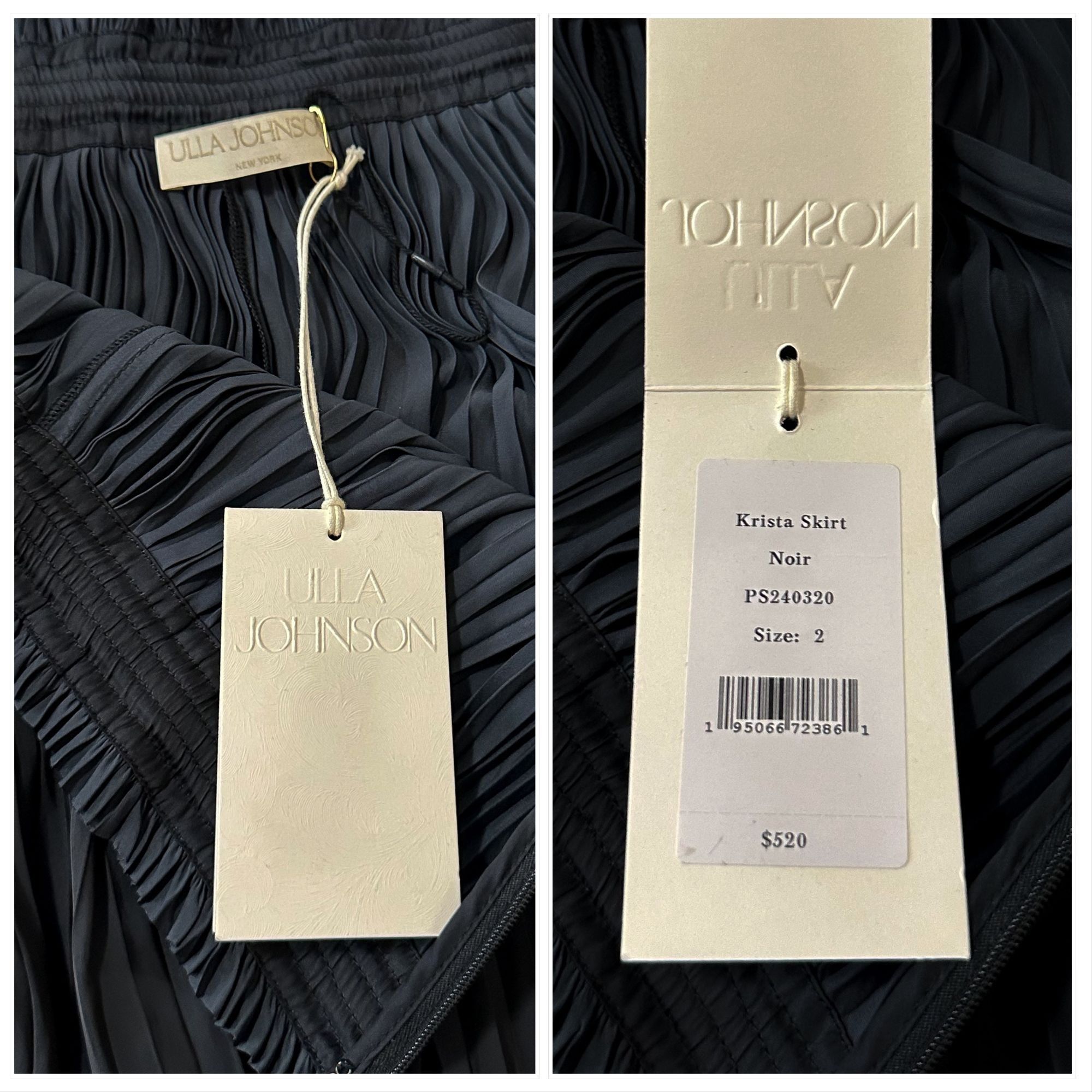 Ulla Johnson Ulla Johnson Krista Black Plissé Satin Maxi Skirt Size 2 New Size 26" / US 2 / IT 38 - 3 Thumbnail