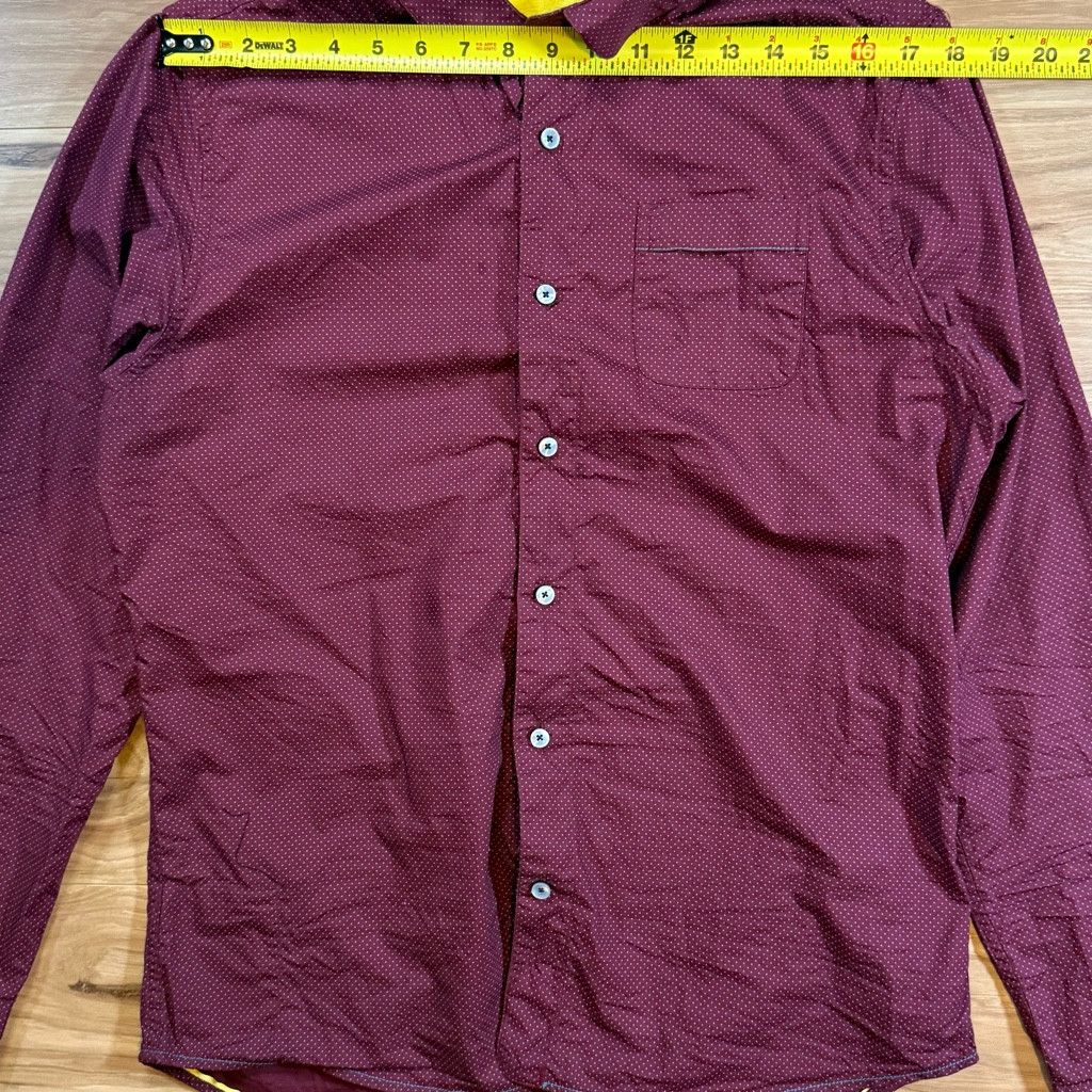 J Brand Descendant of Thieves Men’s L Burgundy Dot Button Shirt Size US L / EU 52-54 / 3 - 4 Thumbnail