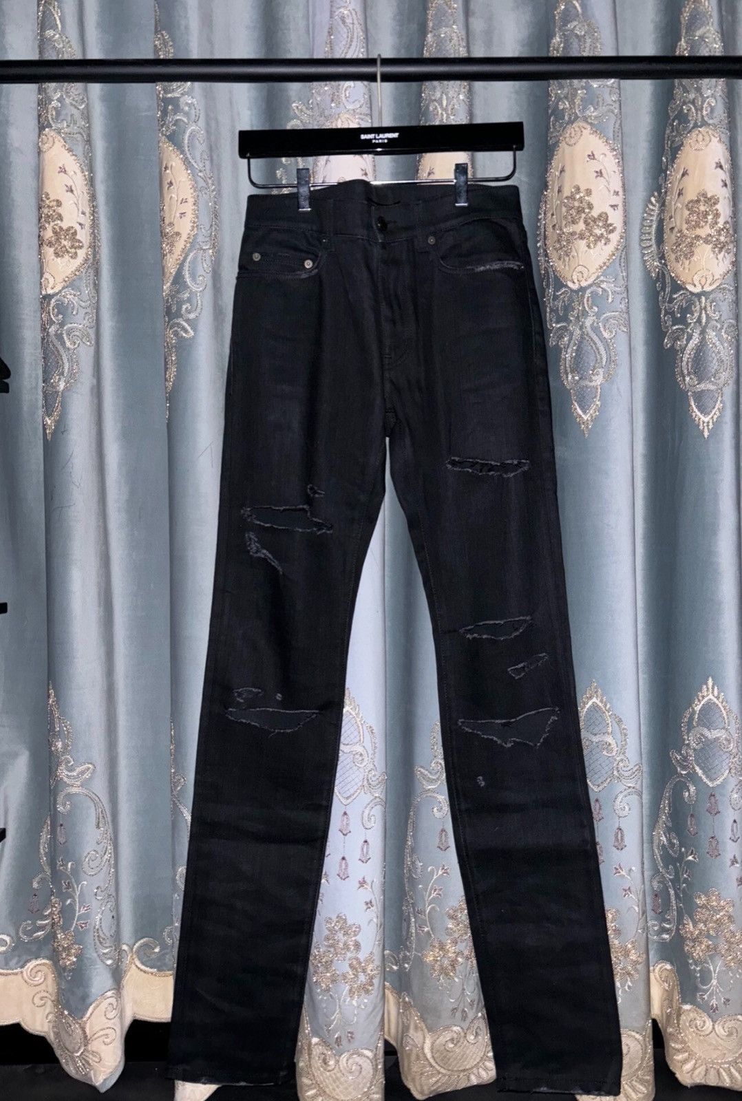 Saint Laurent Paris Saint Laurent SLP 2016FW D02 Black Slashed Destroyed Jeans Size US 30 / EU 46 - 1 Thumbnail