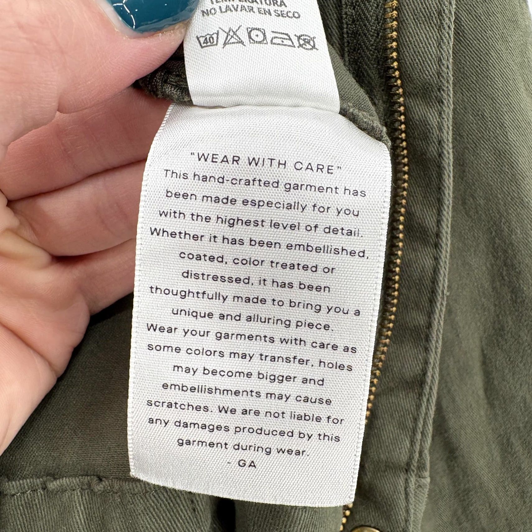 Good American VINTAGE Good American Jumpsuit Womens 7 Green Twill Cotton Blend Long Sleeve Solid 1 Piece Casual Travel Size 28" / US 6 / IT 42 - 6 Thumbnail