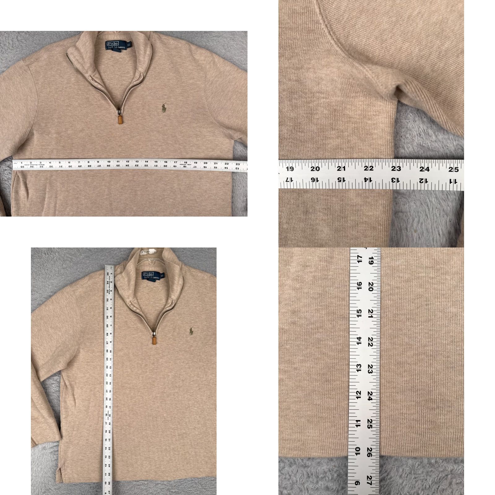 Ralph Lauren VINTAGE Polo Ralph Lauren Sweater Adult XL Beige 1/4 Zip Mock Neck Pony Size US XL / EU 56 / 4 - 8 Thumbnail