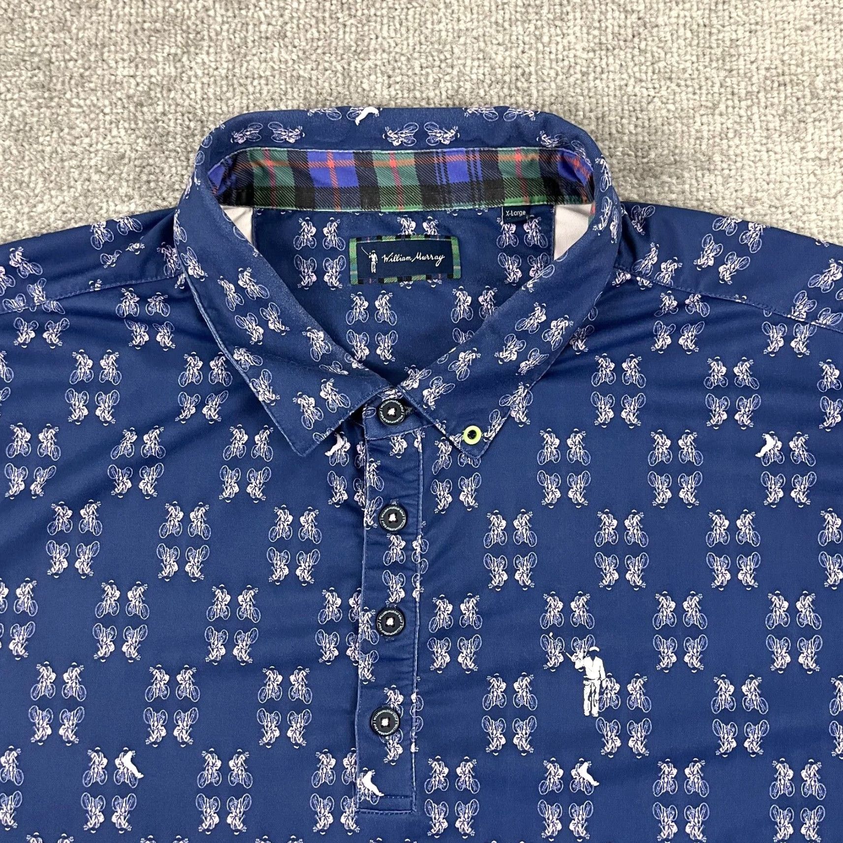 Vintage WILLIAM MURRAY Polo Shirt Mens XL Blue Bike Caddy Golf Performance Stretch Sport Shirt Size US XL / EU 56 / 4 - 2 Thumbnail