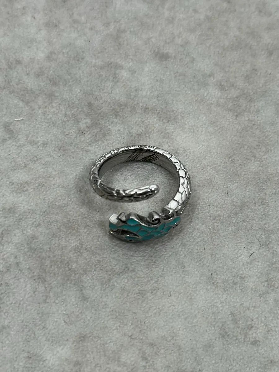 Just Cavalli 2000s Cavalli Blue Asian Dragon Metal Ring Size ONE SIZE - 4 Thumbnail
