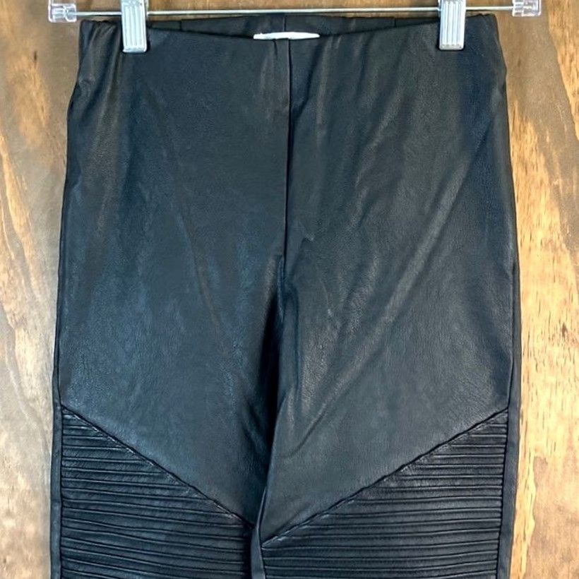 Good American Good American Womens Pants Black Faux Leather Moto Leggings Stretch Small Size 28" / US 6 / IT 42 - 2 Thumbnail