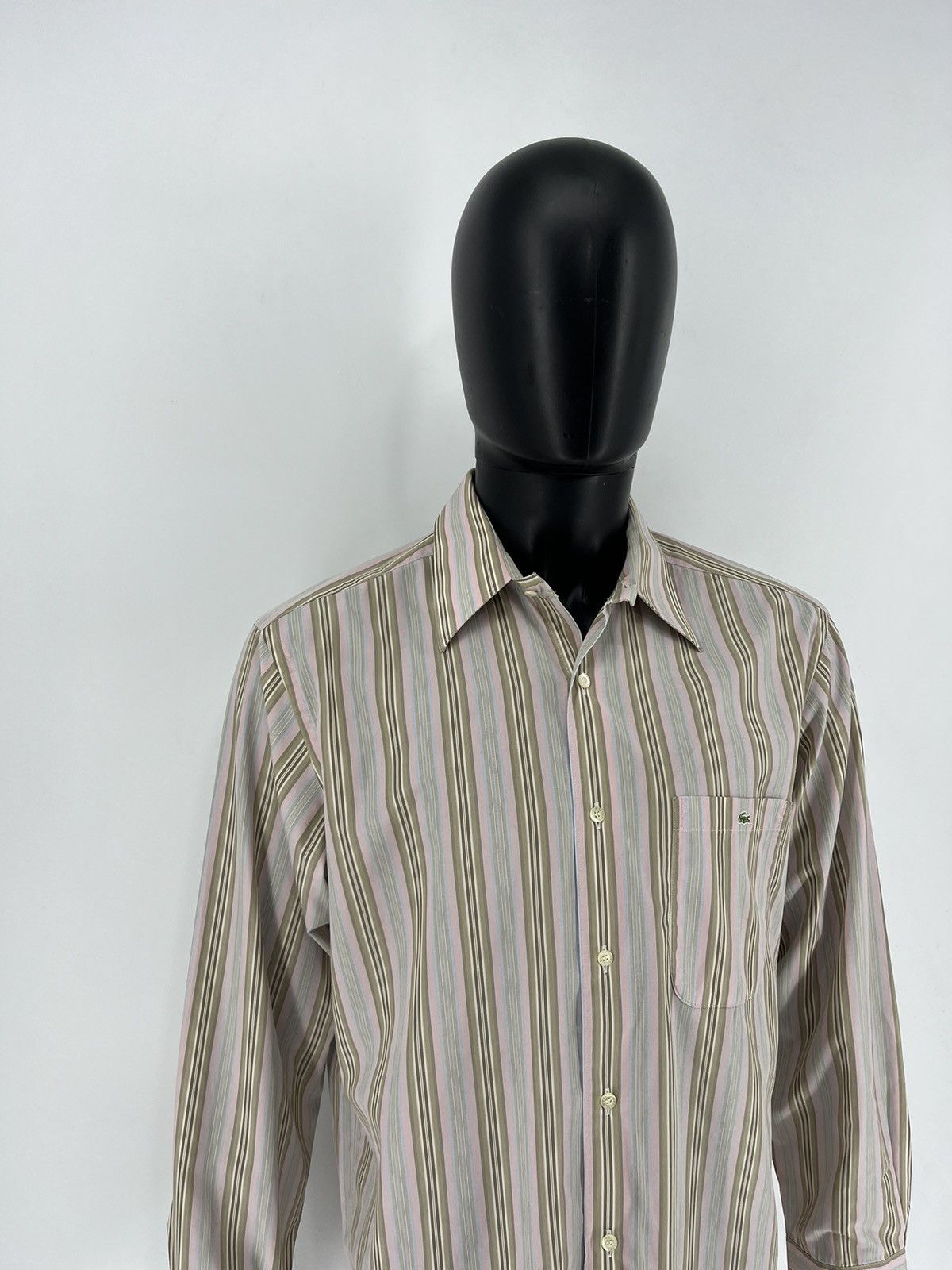 Lacoste × Vintage Lacoste Long Sleeve Button Down Shirt Blue Stiped Collared Size US XL / EU 56 / 4 - 3 Thumbnail