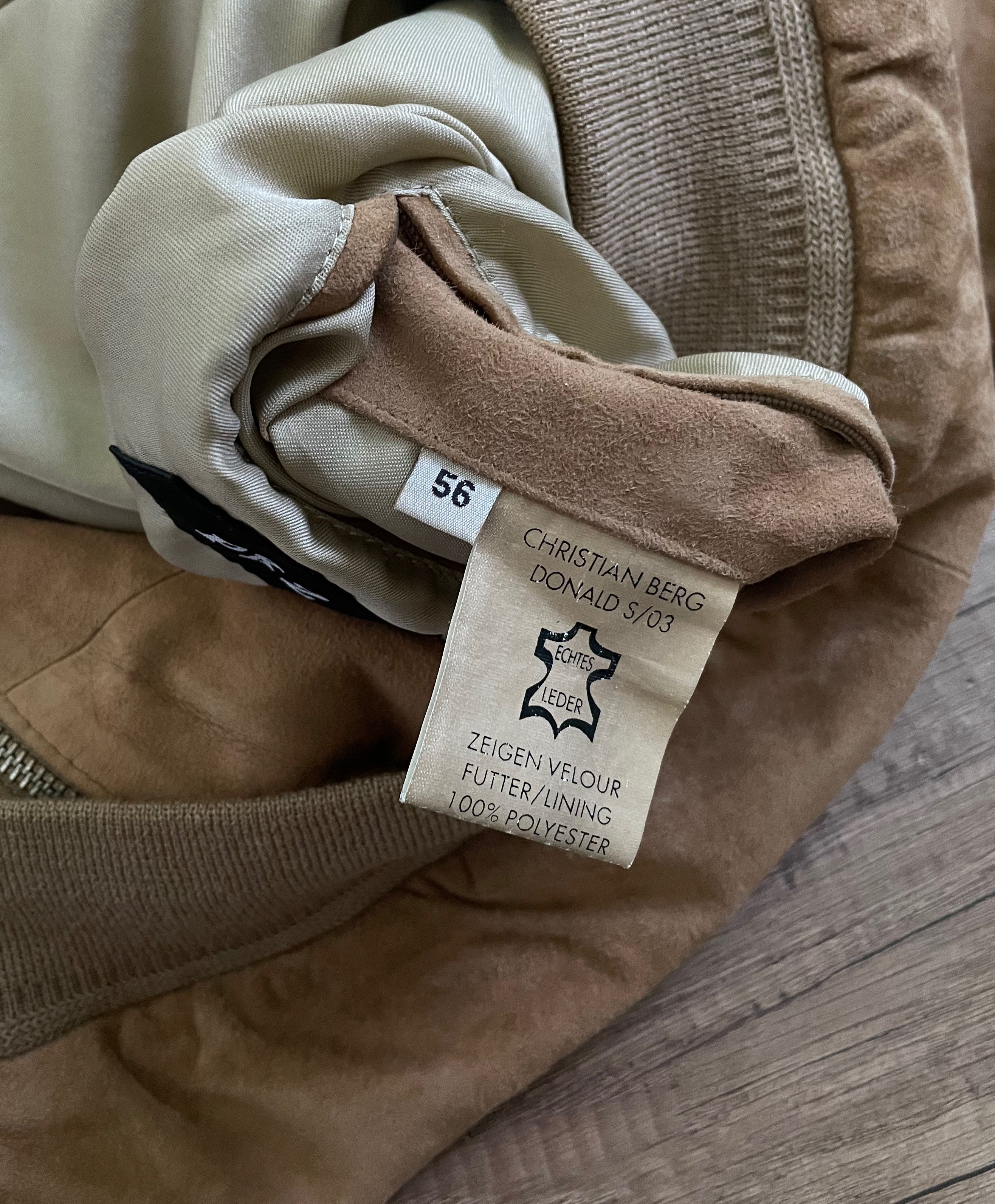 Vintage Christian Berg Brown Suede Leather Bomber Jacket Size US XXL / EU 58 / 5 - 6 Thumbnail