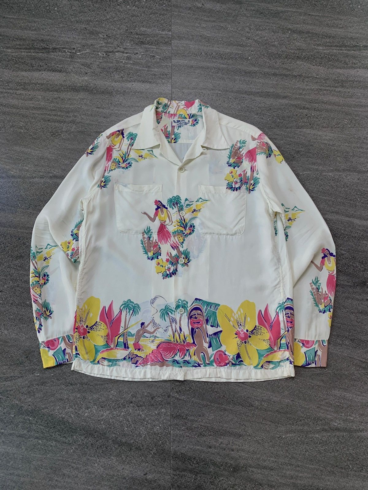 Sun Surf Double Pocket Aloha Long Sleeve Shirt Size US S / EU 44-46 / 1 - 2 Thumbnail
