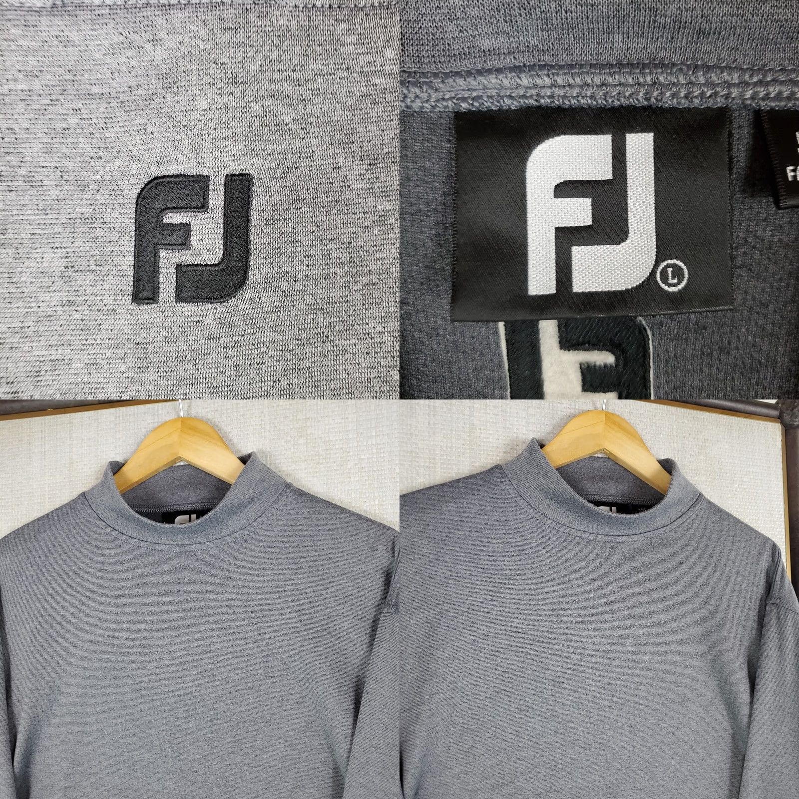 Footjoy FootJoy Mens Long Sleeve Mock Neck Performance Golf Shirt Gray Size US L / EU 52-54 / 3 - 8 Thumbnail