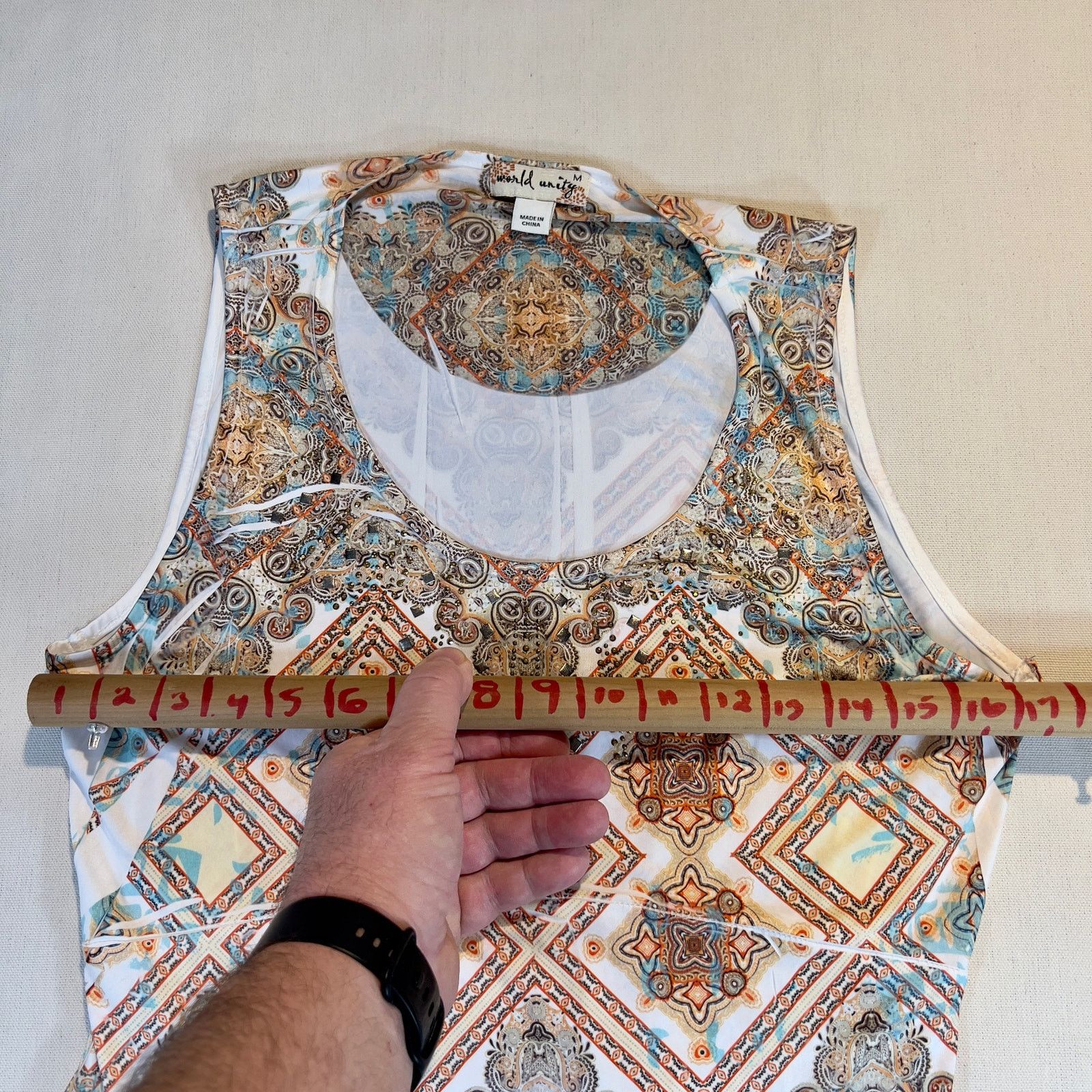 Other World Unity Sleeveless Scoop Neck BOHO Print Mini Dress Size M / US 6-8 / IT 42-44 - 5 Thumbnail