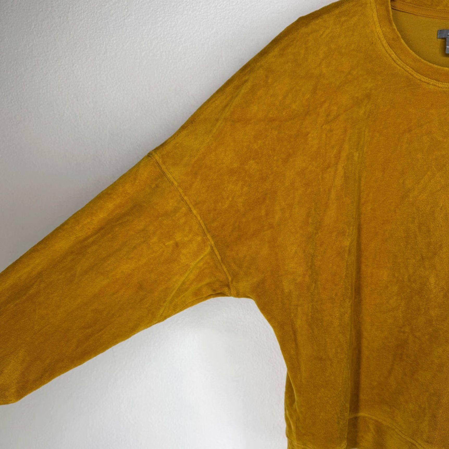 Vintage Aerie Velour Crewneck Sweatshirt Mustard Yellow Long Sleeve Casual Small Womens Pullover Knit Relaxed Size S / US 4 / IT 40 - 5 Thumbnail