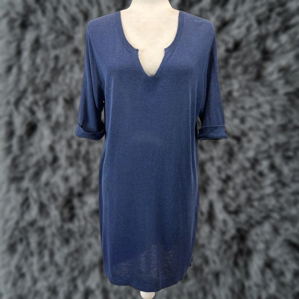 J. Jill J. Jill Women's Blue Short Sleeve Linen Knit Sweater Tunic Medium Coastal Size M / US 6-8 / IT 42-44 - 1 Thumbnail