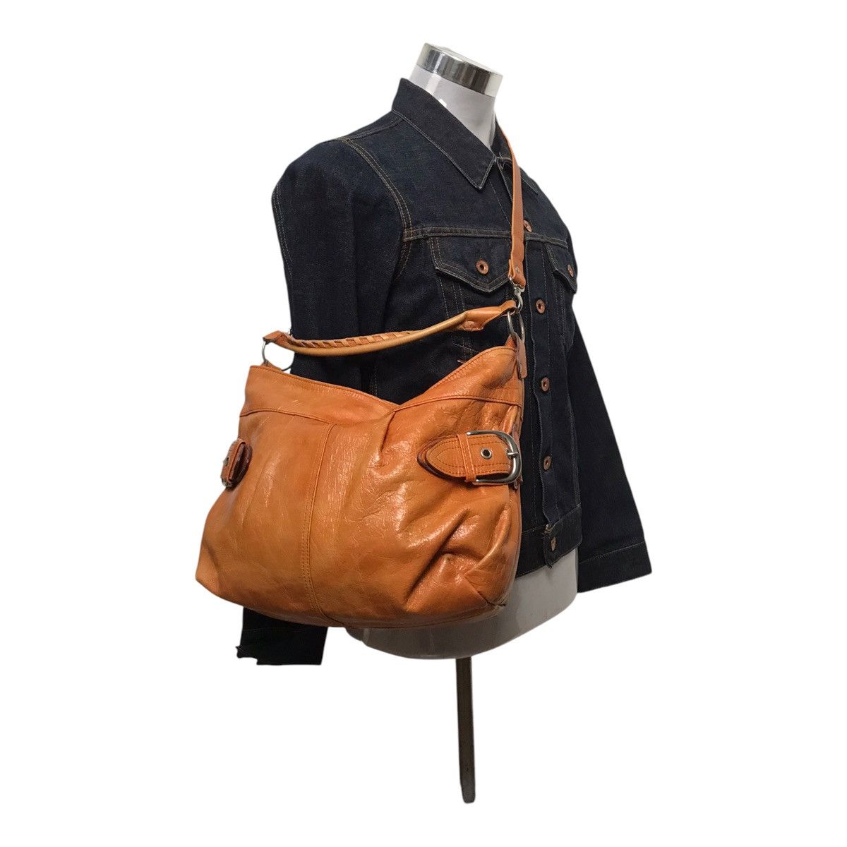 Japanese Brand × Leather Japanese 2 way Leather Orange Handbag/SlingBag Size ONE SIZE - 2 Thumbnail
