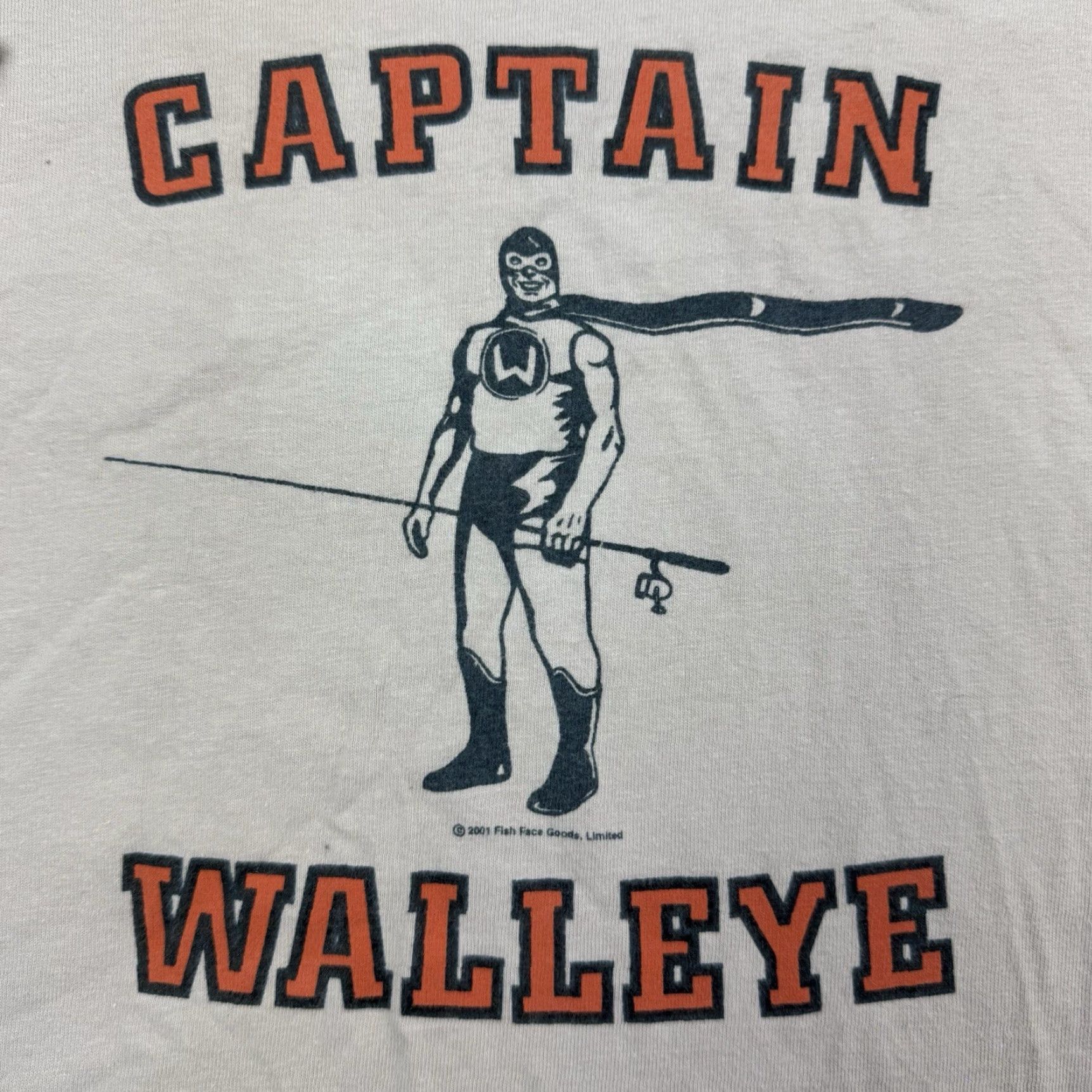 Hanes VINTAGE Captain Walleye Fish Face T Shirt Adult XL Funny Humor Fishing Outdoors Hanes Regular Crew Neck Beige Men shirt XL Mens Size US XL / EU 56 / 4 - 3 Thumbnail