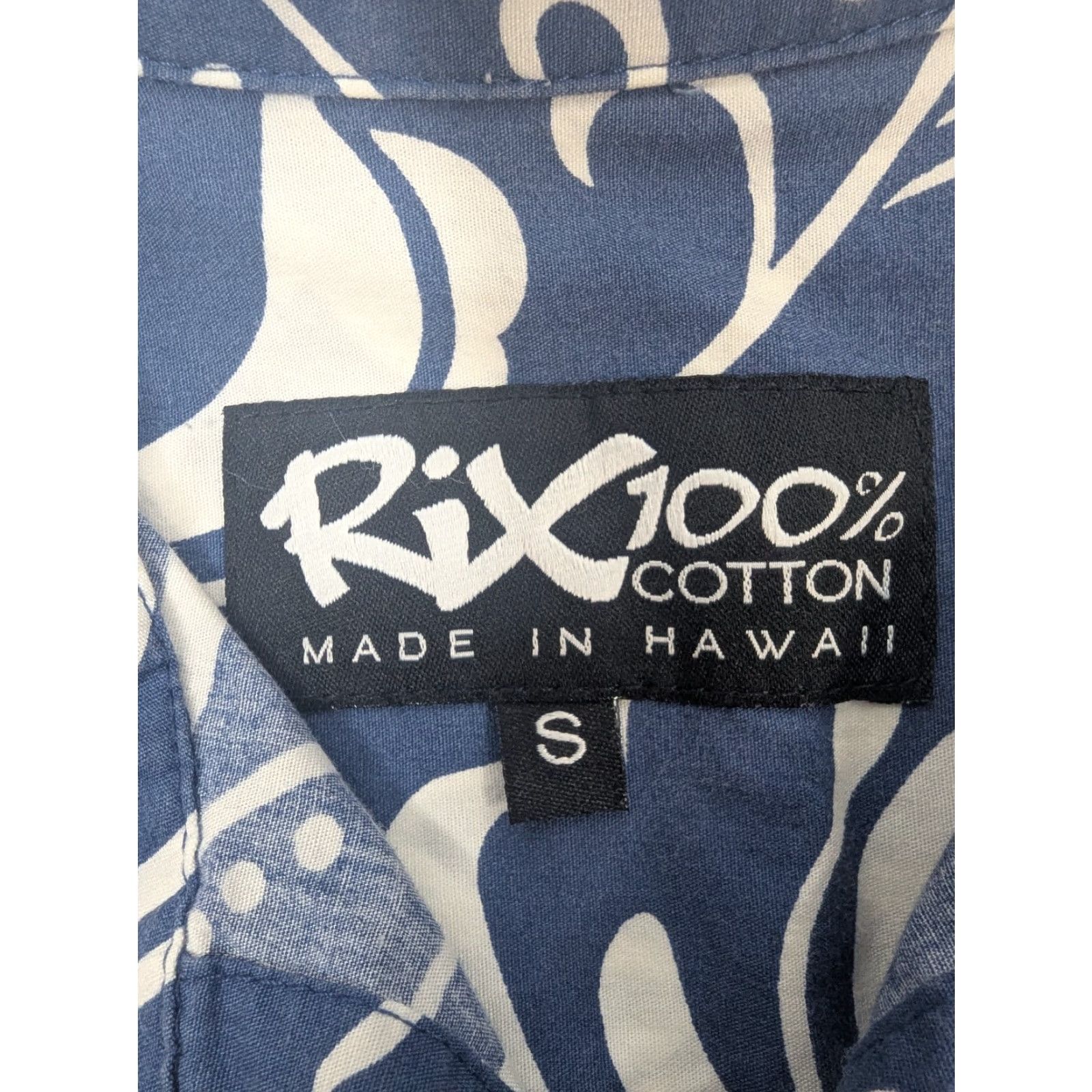RIXO VINTAGE RIX Shirt Small Blue Floral 100% Cotton Made in Hawaii Tropical Mens Button-Up Short Sleeve Hawaiian Size US S / EU 44-46 / 1 - 7 Thumbnail