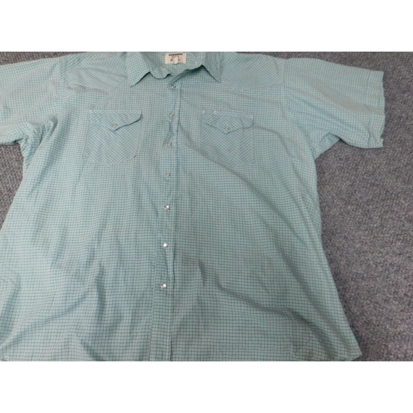 Vintage Ruddock Shirt Mens 39 Blue Plaid Western Snap Vintage Button-Up Short Sleeve Silk Knit Collared Logo Graphic Print Size US L / EU 52-54 / 3 - 3 Thumbnail