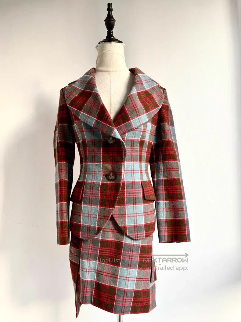 Vivienne Westwood Vivienne Westwood Blue and Brown Plaid Love Collar Suit Size M / US 6-8 / IT 42-44 - 2 Thumbnail
