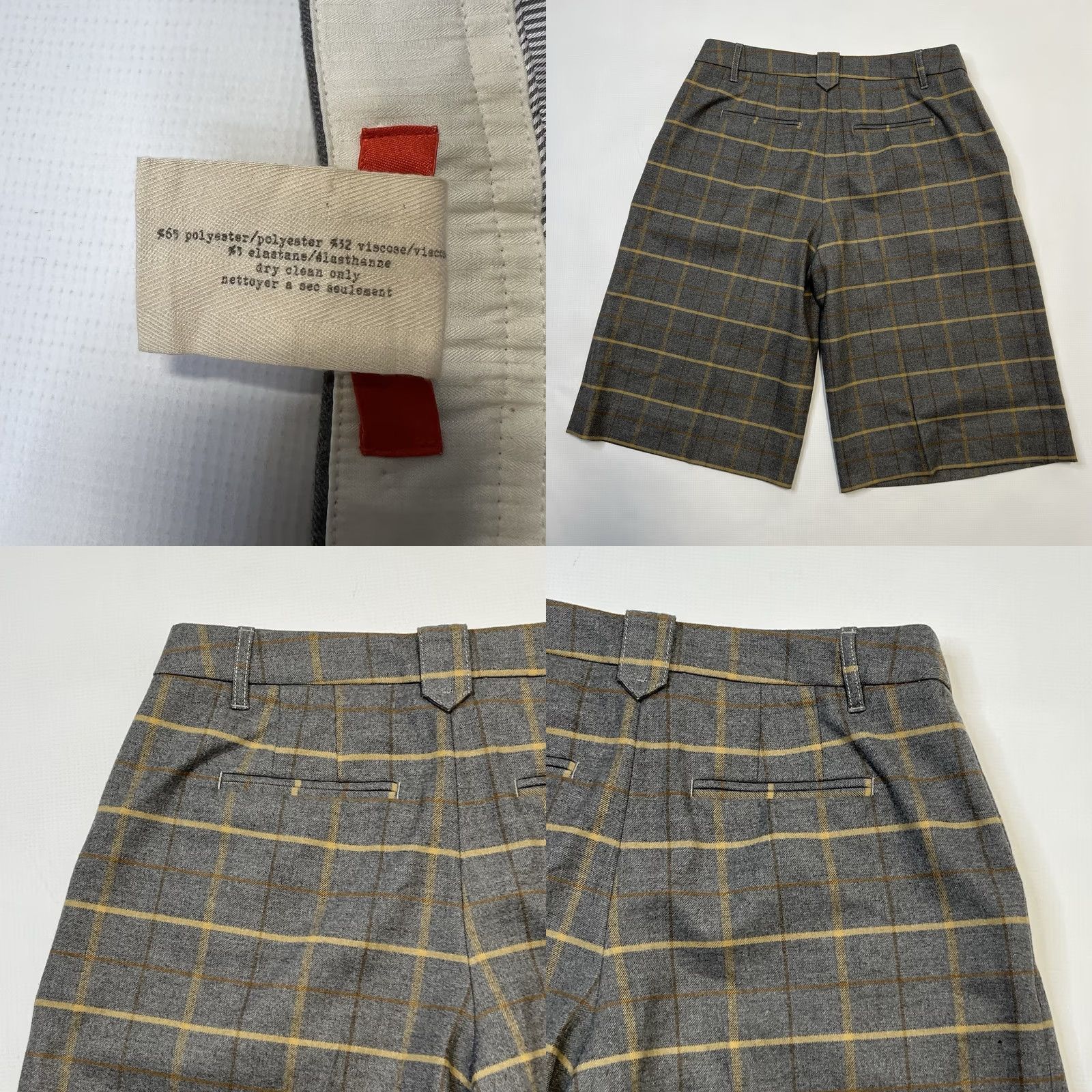 Anthropologie Cartonnier Shorts Bermuda 6 Gray Flannel Plaid Women Classic 80s 90s City Preppy Golf Walking Wrist 34x13.5 Mens Womens Girls Size 28" / US 6 / IT 42 - 8 Thumbnail