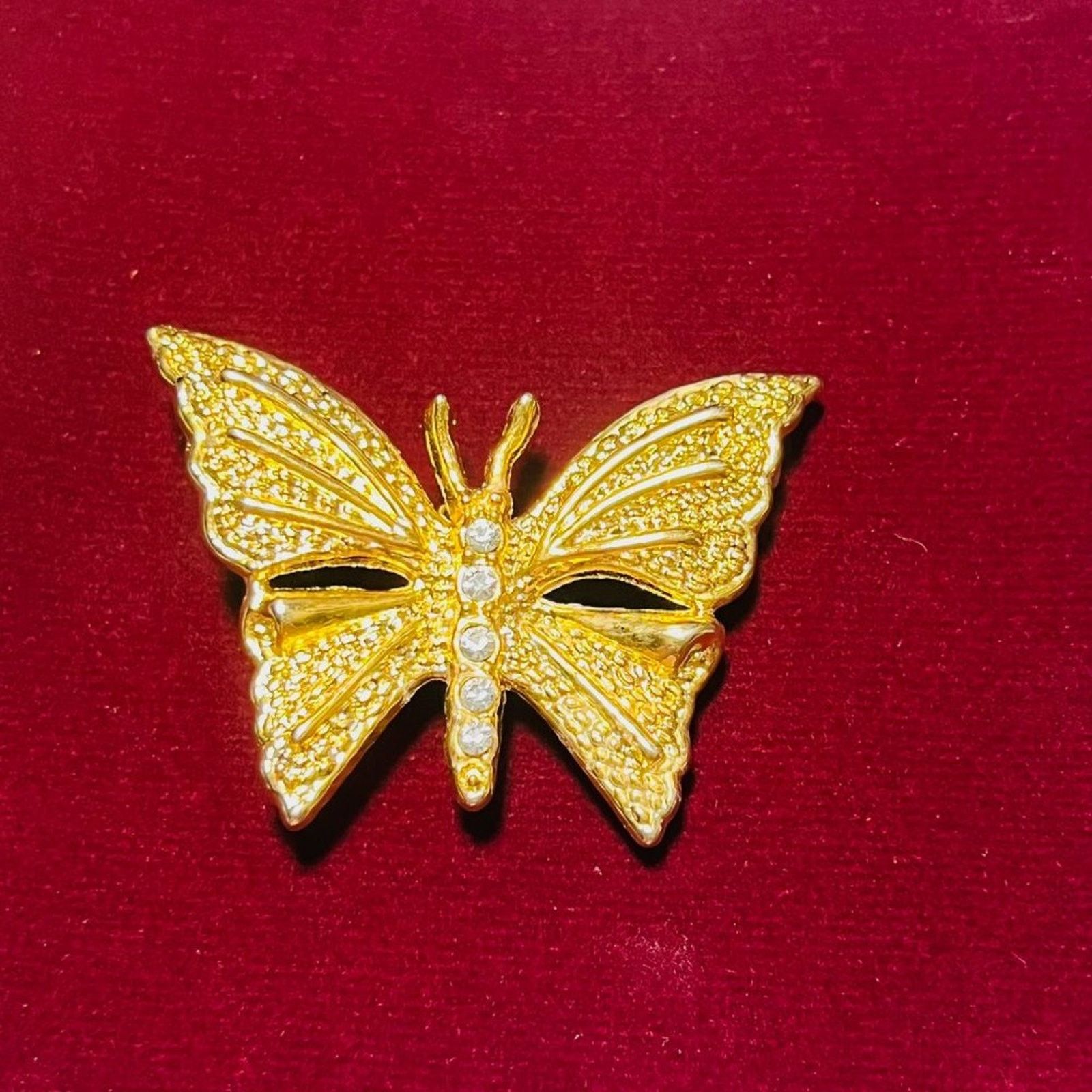 & Other Stories Vintage AAI Gold tone Clear Rhinestone Butterfly Brooch Pin Size ONE SIZE - 4 Thumbnail