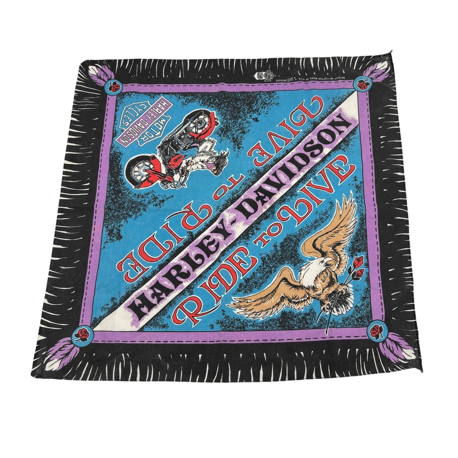 Harley Davidson × Vintage Vintage Harley Davidson Bandana Live To Ride Ride To Live Size ONE SIZE - 1 Thumbnail