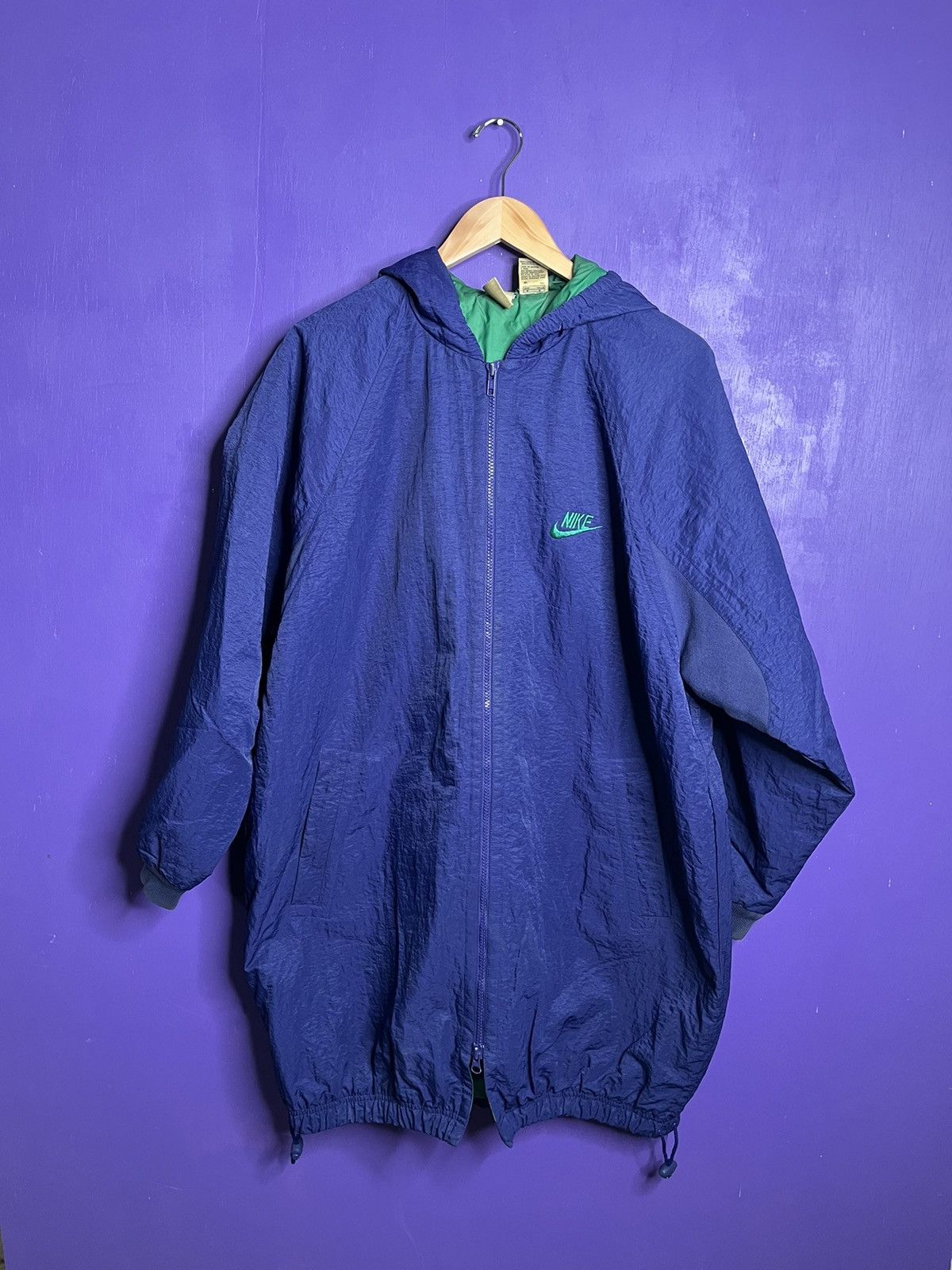 image of Made In USA x Nike Vintage 90's Nike Force Windbreaker Trench Coat in Blue, Men's (Size Large)