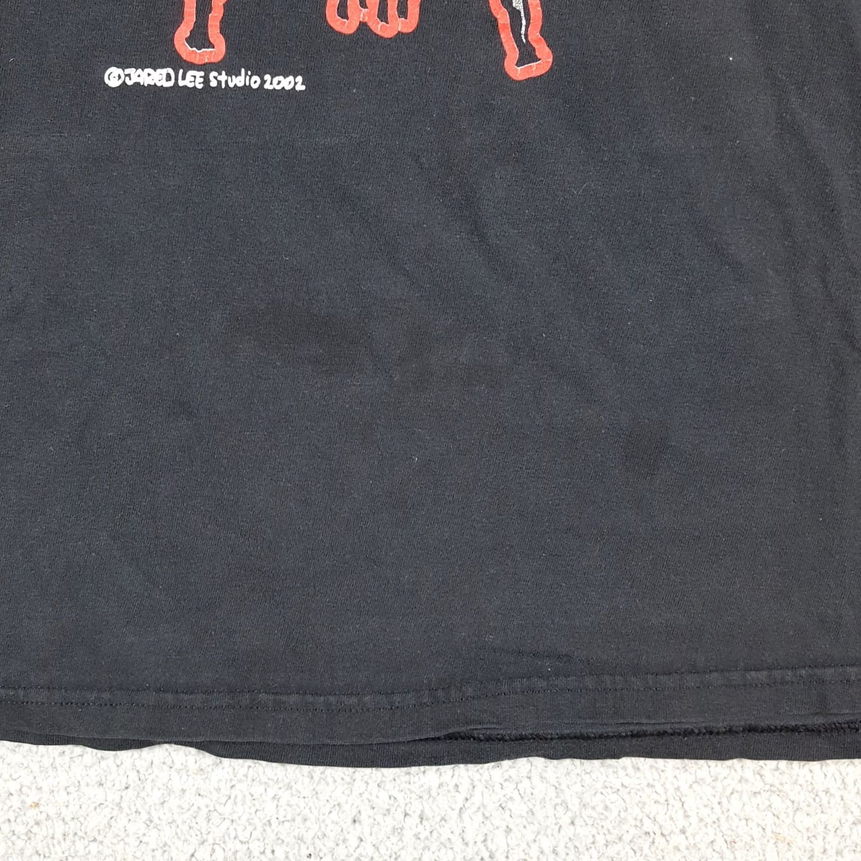 Lee Vintage M&O KNITS T-Shirt Men's XL Black Cotton Short Sleeve Crew Neck 90s Y2K Funny Horse Cartoon Logo Embroidered 00s Vintage Quality Shirt Size US XL / EU 56 / 4 - 6 Thumbnail