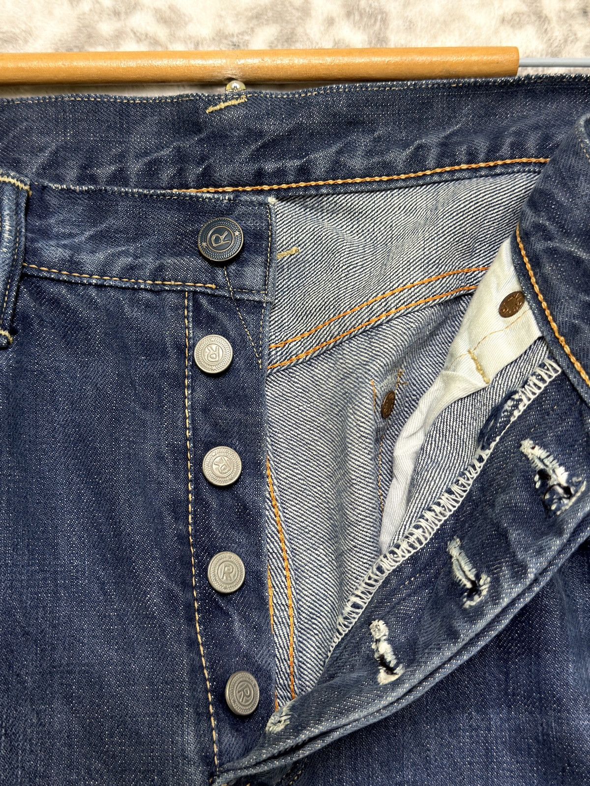 45rpm Vintage 45RPM Selvedge Indigo Button Fly Fade Denim Jeans Size US 32 / EU 48 - 9 Thumbnail