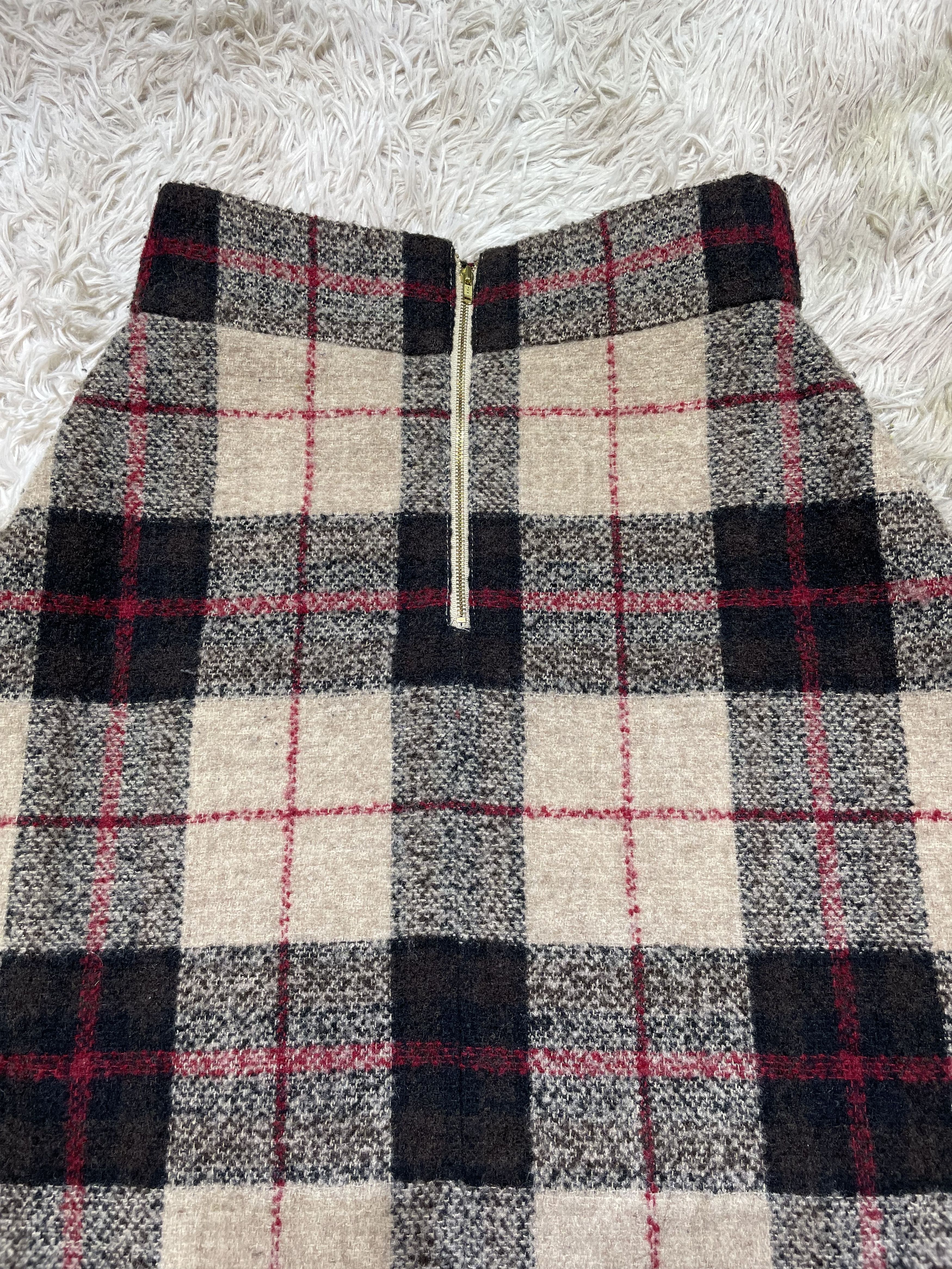 Japanese Brand Mila Owen Wool Blend Check Tartan Skirt High Waist 27 Size 26" / US 2 / IT 38 - 8 Thumbnail
