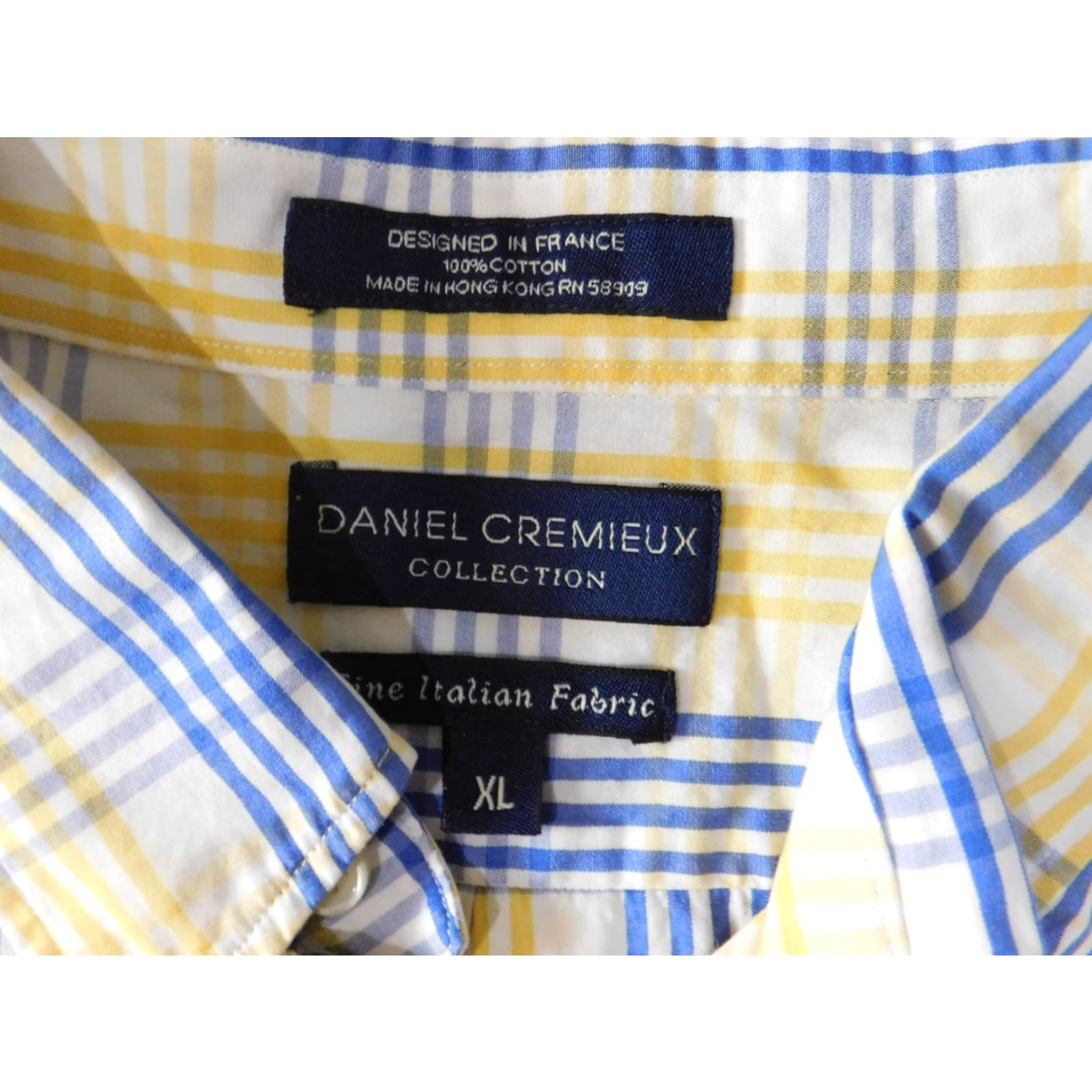 Cremieux Daniel Cremieux Mens Shirt XL Yellow Plaid Button-Up Knit Cotton Regular Short Sleeve Collared Button-Down Size US XL / EU 56 / 4 - 6 Thumbnail