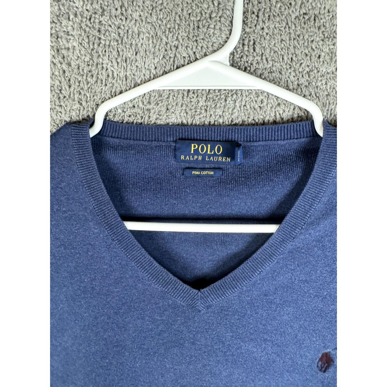 Polo Ralph Lauren Polo Ralph Lauren Sweater Mens XL Blue Pima Cotton Knit V-Neck Pullover Size US XL / EU 56 / 4 - 5 Thumbnail