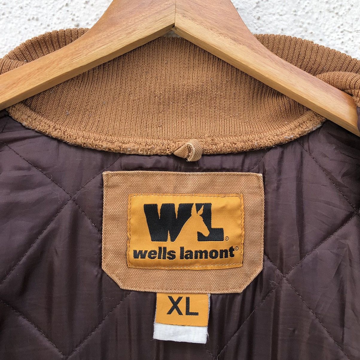 Japanese Brand Wells Lamont Mens Brown Canvas Vest Quilted Lined Full Zip Size US XL / EU 56 / 4 - 6 Thumbnail
