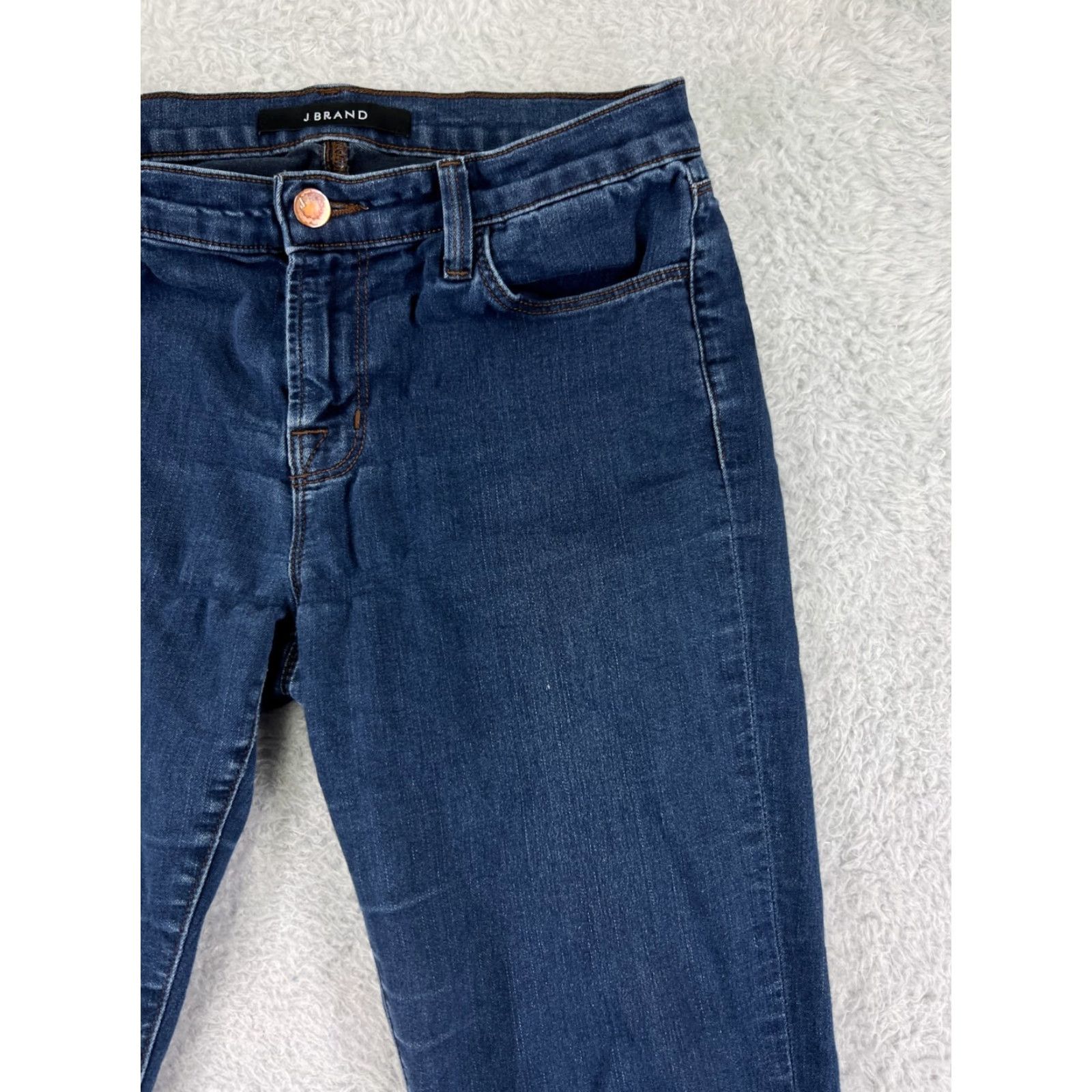 J Brand J Brand Jeans Women's Blue Indigo Dye Denim Dark Wash Skinny Straight Leg 29" Regular Fit 5-Pocket Menus? Size 29" - 5 Thumbnail