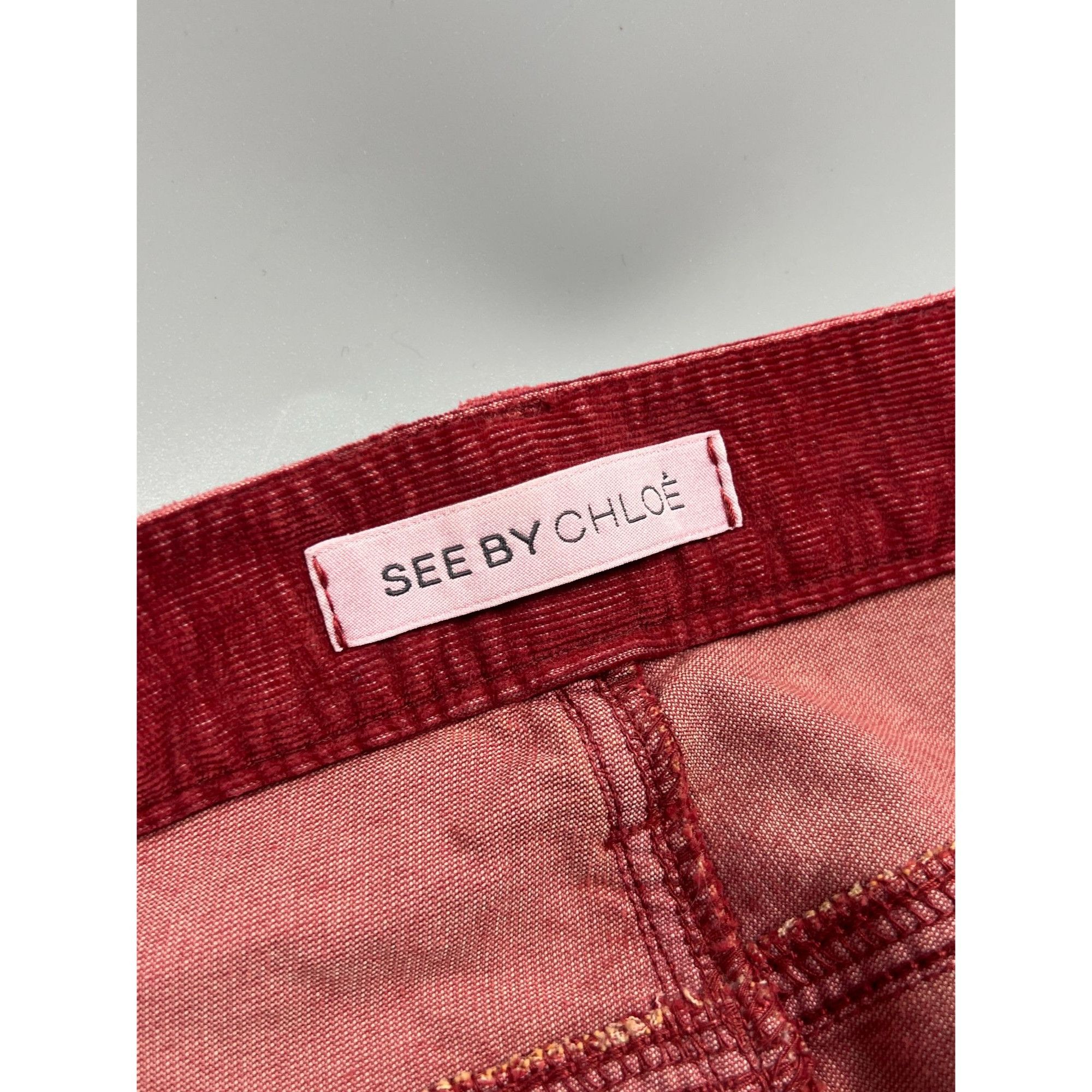 See by Chloe See By Chloe Low Waist Red Corduroy Pants (Y0887) Size 24" / US 00 / IT 34 - 7 Thumbnail