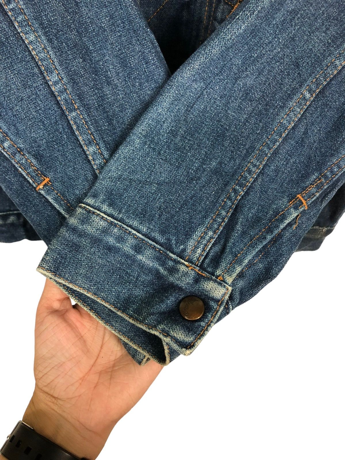 Vintage × Wrangler 🔥 VINTAGE WEANGLER 14OZ BROKEN DENIM TRUCKER WESTERN JACKET Size US S / EU 44-46 / 1 - 12 Thumbnail
