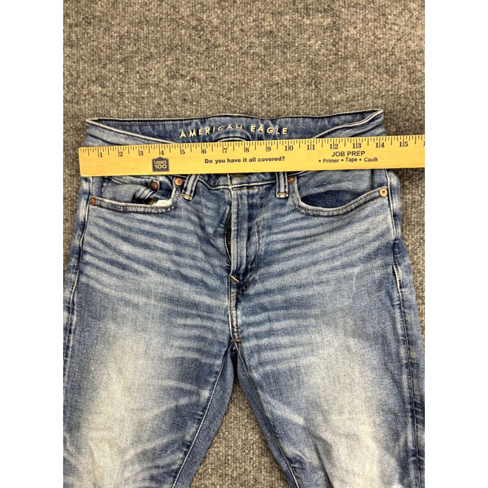 Vintage American Eagle Athletic Skinny Jeans Mens 28x30 Light Wash Blue Airflex+ Stretch Jeans Size US 28 / EU 44 - 3 Thumbnail