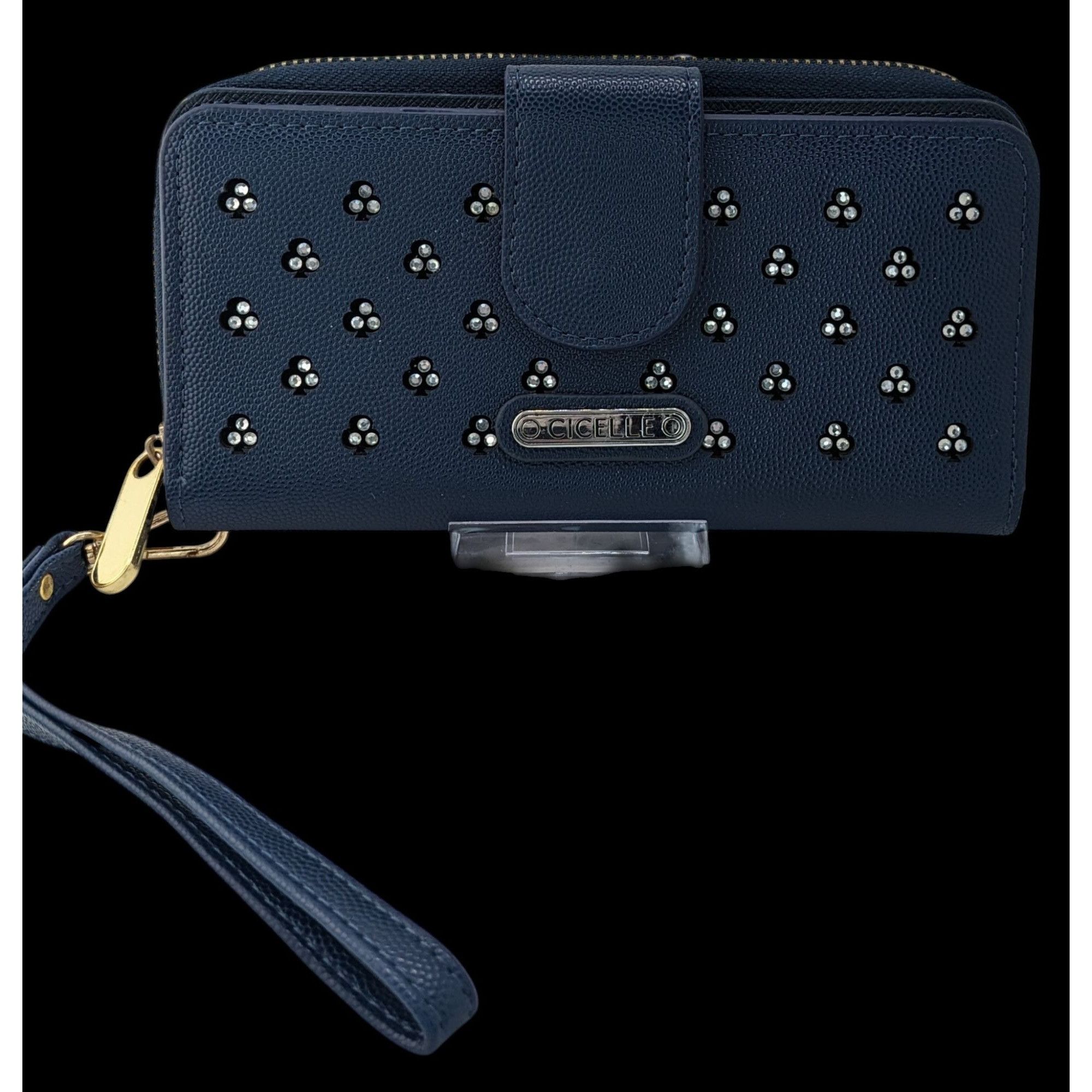 Other Cicelle Navy Blue Floral Rhinestone Studded Wallet With Wris Size ONE SIZE - 1 Thumbnail