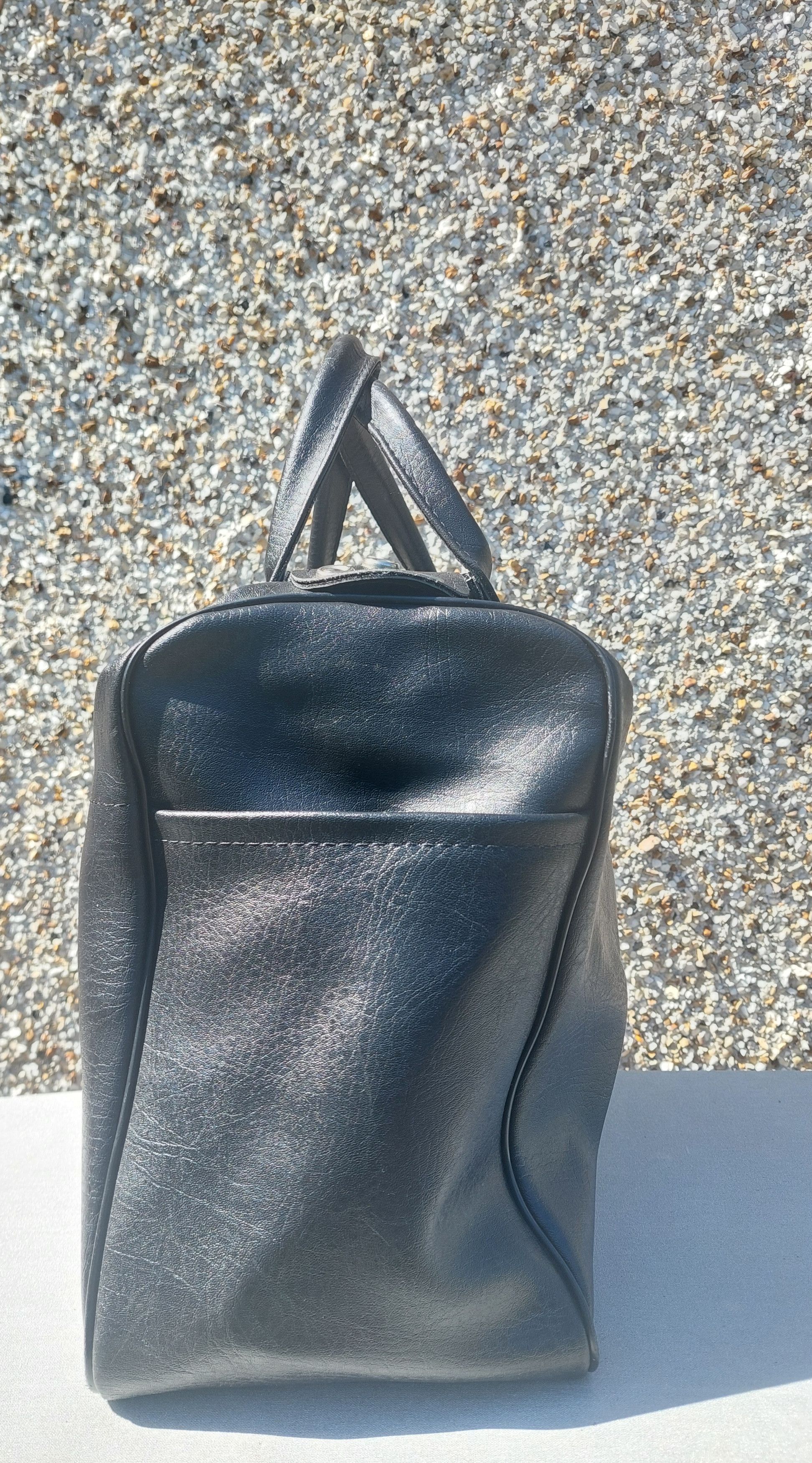 Vintage Vintage black leather luggage handle bag Size ONE SIZE - 4 Thumbnail