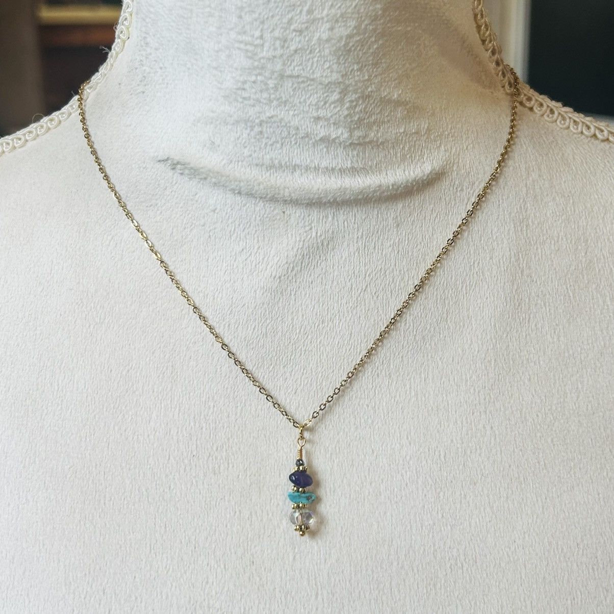 Handmade Handcrafted amethyst turquoise crystal necklace set Size ONE SIZE - 5 Thumbnail