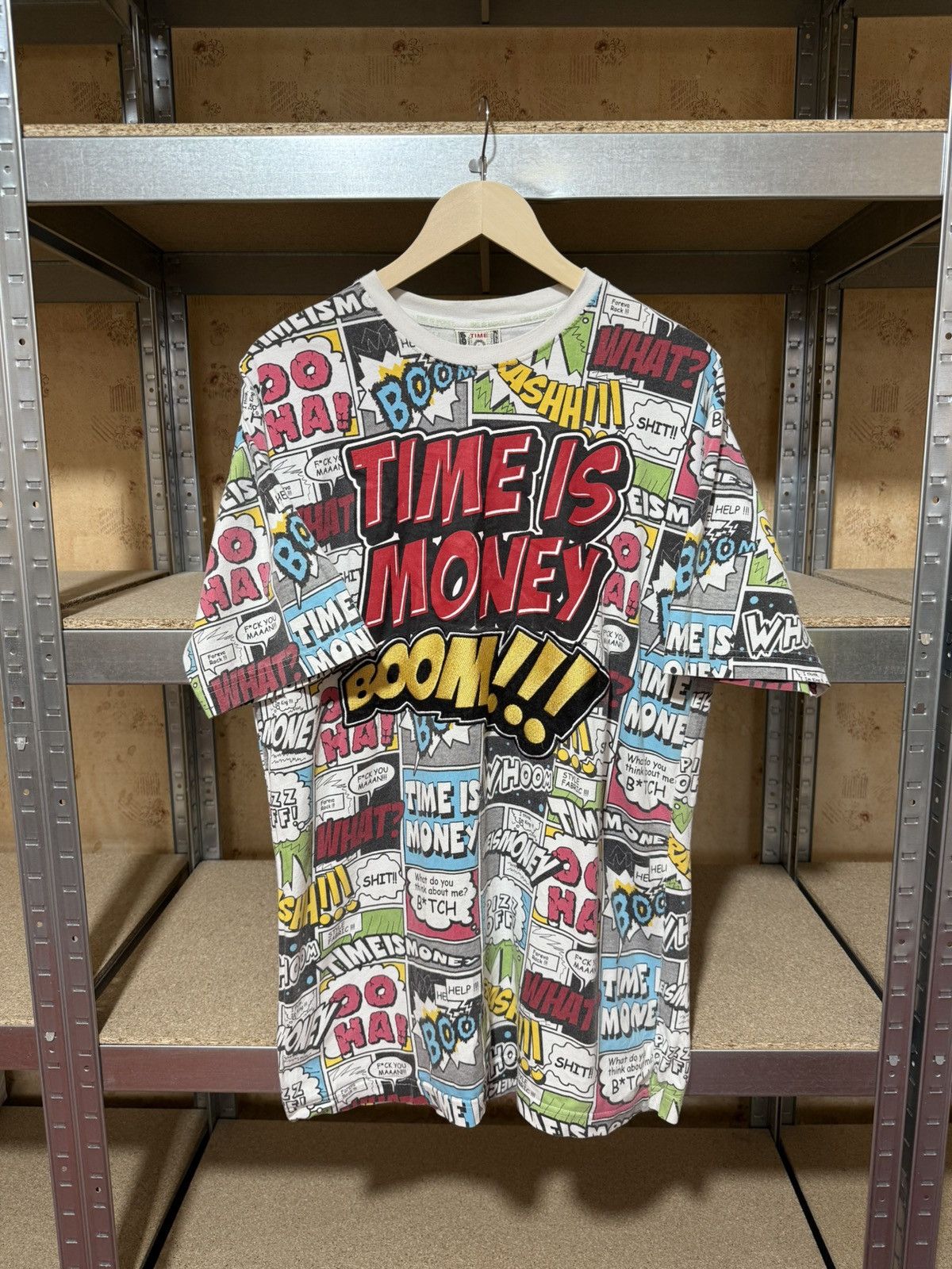 Band Tees × Rap Tees × Vintage Vintage Time Is Money Boom Comics All Over Print T-Shirt Size US L / EU 52-54 / 3 - 1 Thumbnail