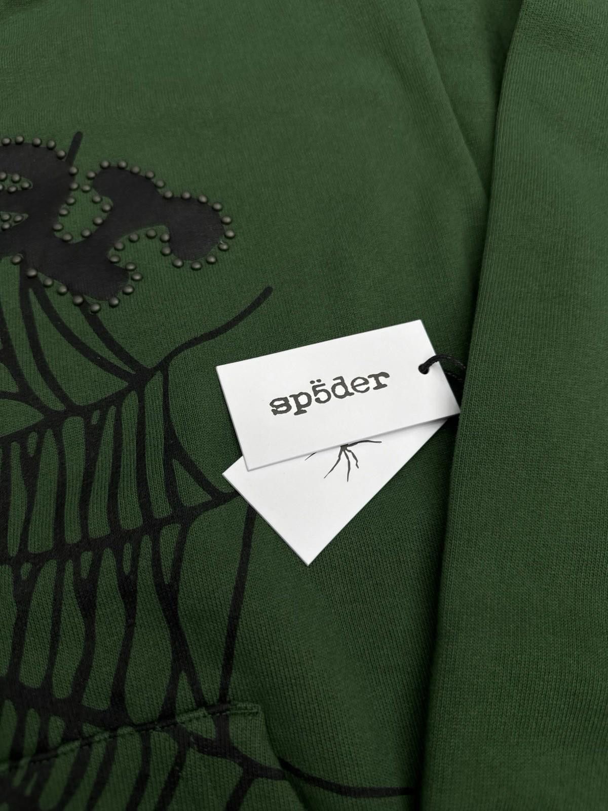 Sp5der Sp5der Worldwide Green Zip Up Studded Hoodie Size Medium Size US M / EU 48-50 / 2 - 6 Thumbnail