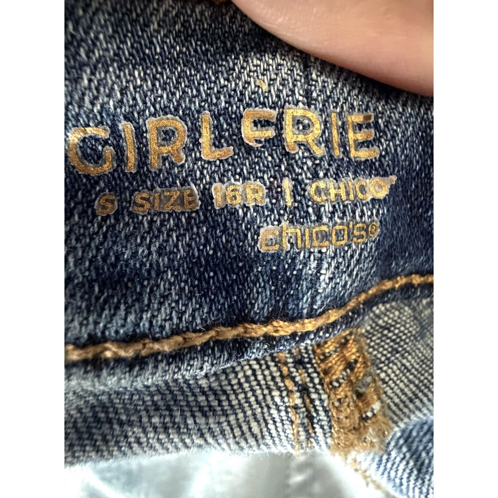 Vintage Chico's Jeans Womens 16R Blue Boyfriend Embroidered Floral Size 38" / US 16 / IT 52 - 7 Thumbnail