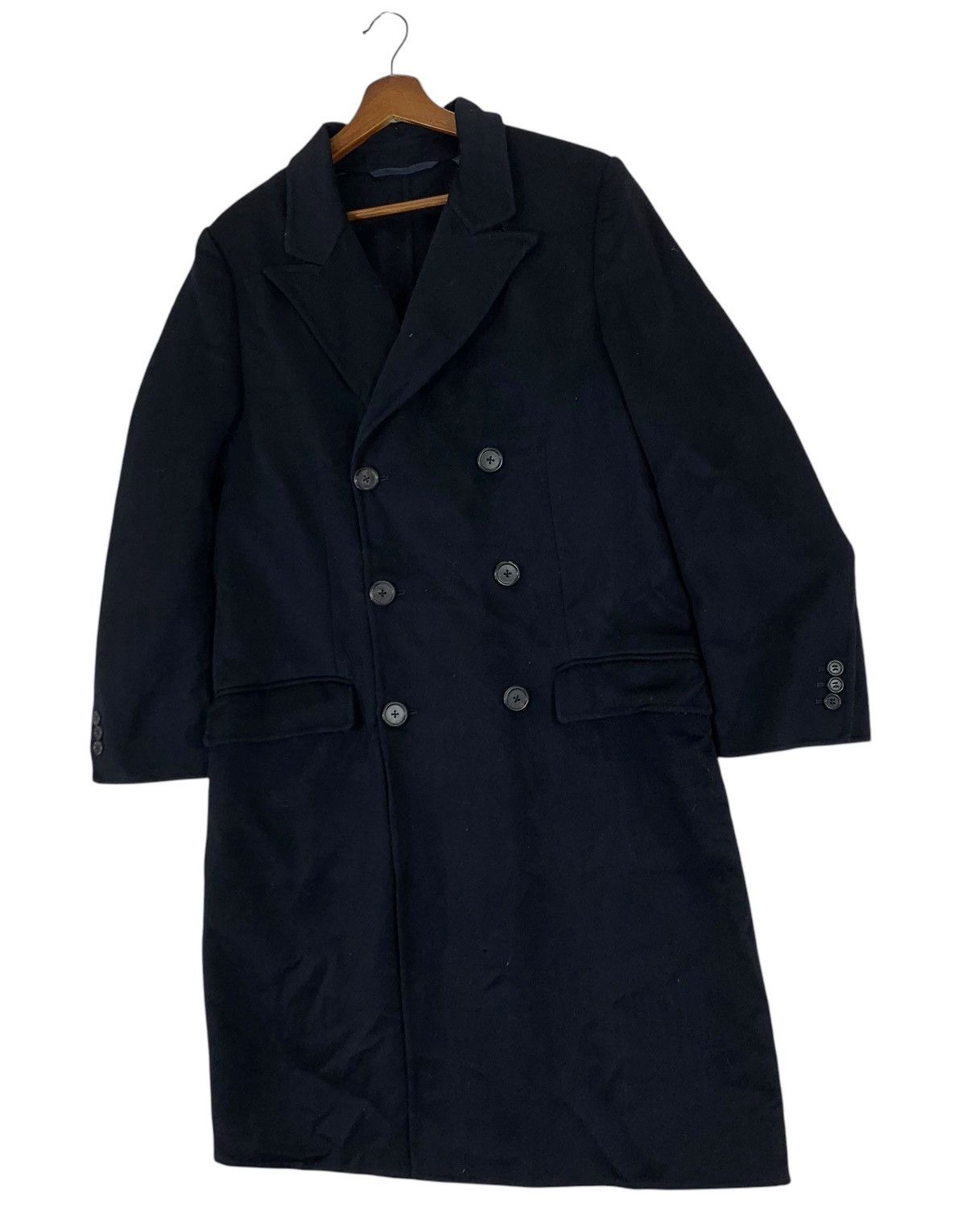 Alfred Dunhill × Vintage VINTAGE DUNHILL DOUBLE BREASTED OVERCOAT BLACK JACKET WOOL Size US M / EU 48-50 / 2 - 2 Thumbnail