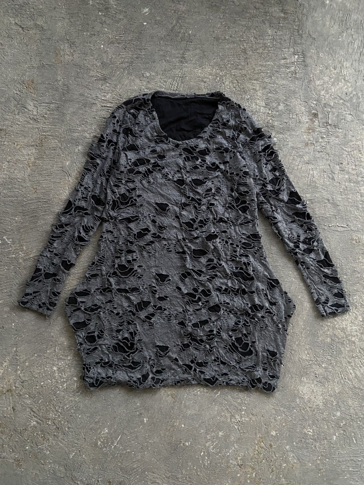 KMRii 2000s Vkei Style - Crazy Destressed Long Sleeve Tee Size L / US 10 / IT 46 - 1 Thumbnail