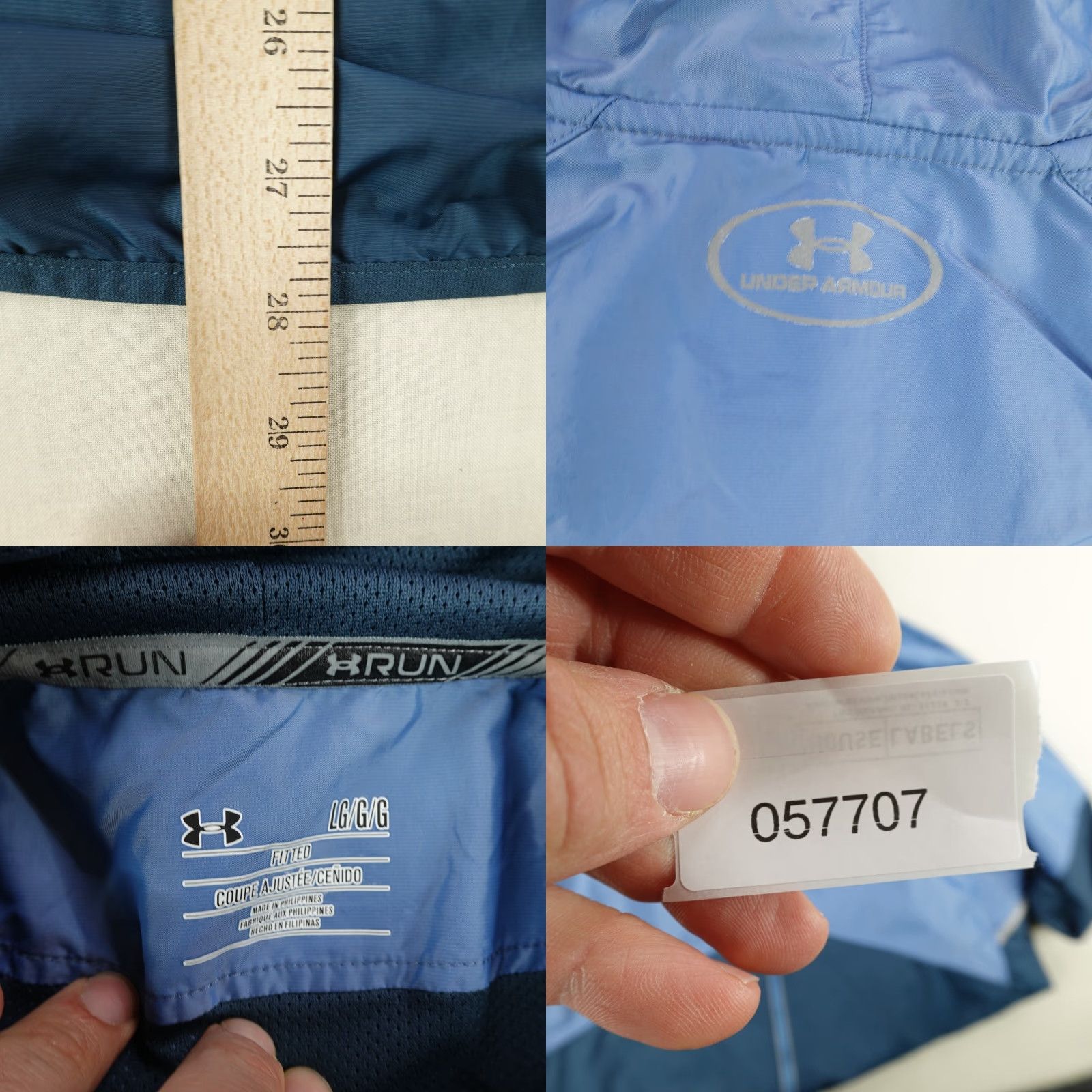 Under Armour VINTAGE Under Armour Jacket Mens Large Blue Running Windbreaker Full Zip Hooded Athletic Coat L Mens > Size US L / EU 52-54 / 3 - 8 Thumbnail