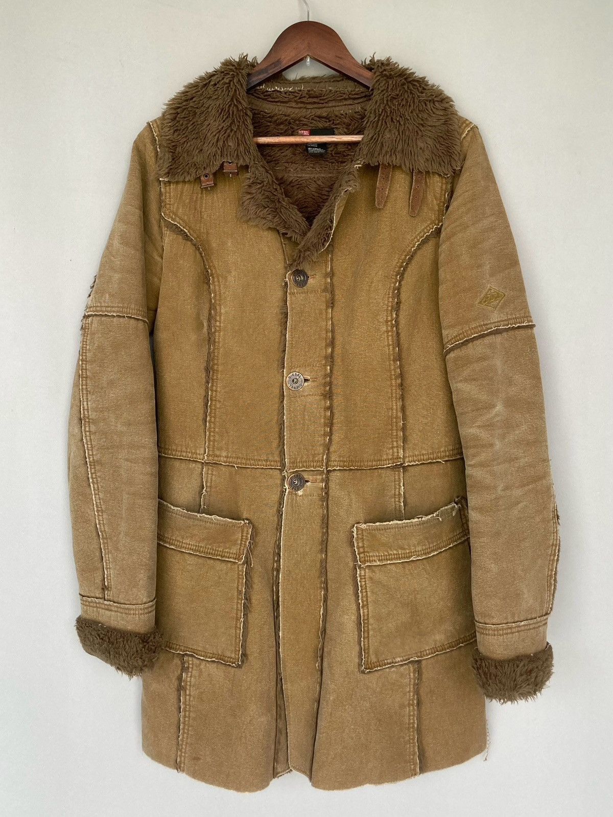 Vintage Diesel Canvas Coat Distressed Faded Washed Jacket