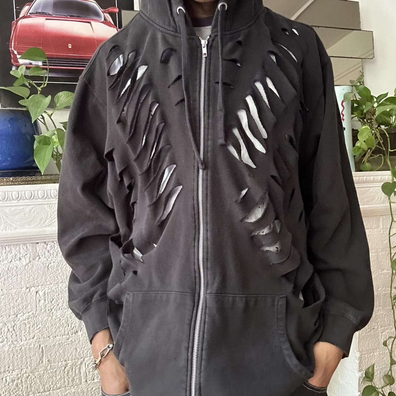 Other ASTROBOI* BLACK OVERSIZED CUT OUT ZIP UP HOODIE _ 4XL BIG Size US XXL / EU 58 / 5 - 2 Thumbnail