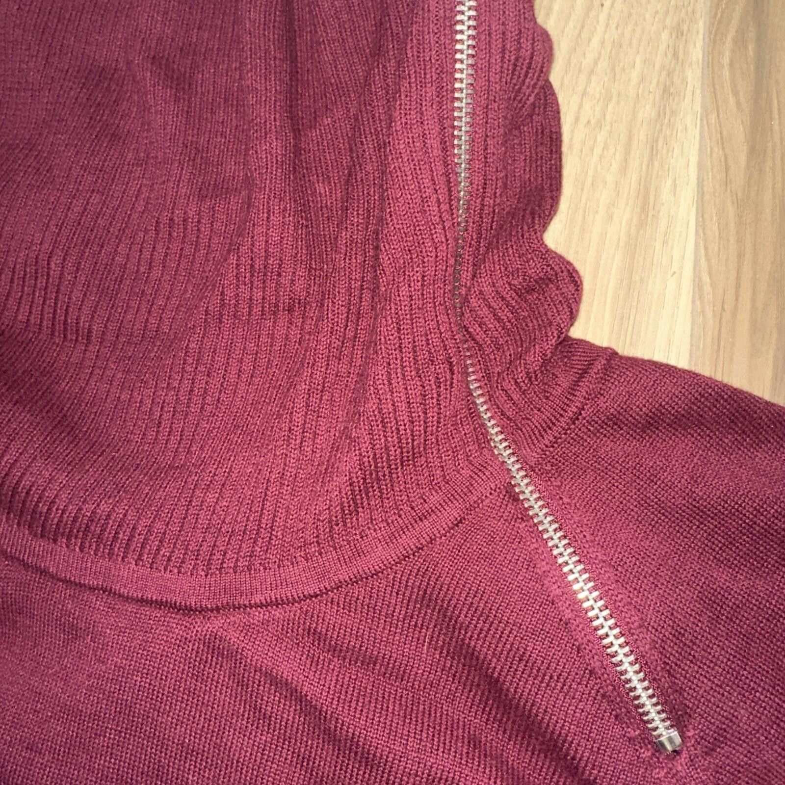 Other Turtle Neck Burgundy Zipper Neck Long Sleeve Sweater Size 1X Size XL / US 12-14 / IT 48-50 - 2 Thumbnail