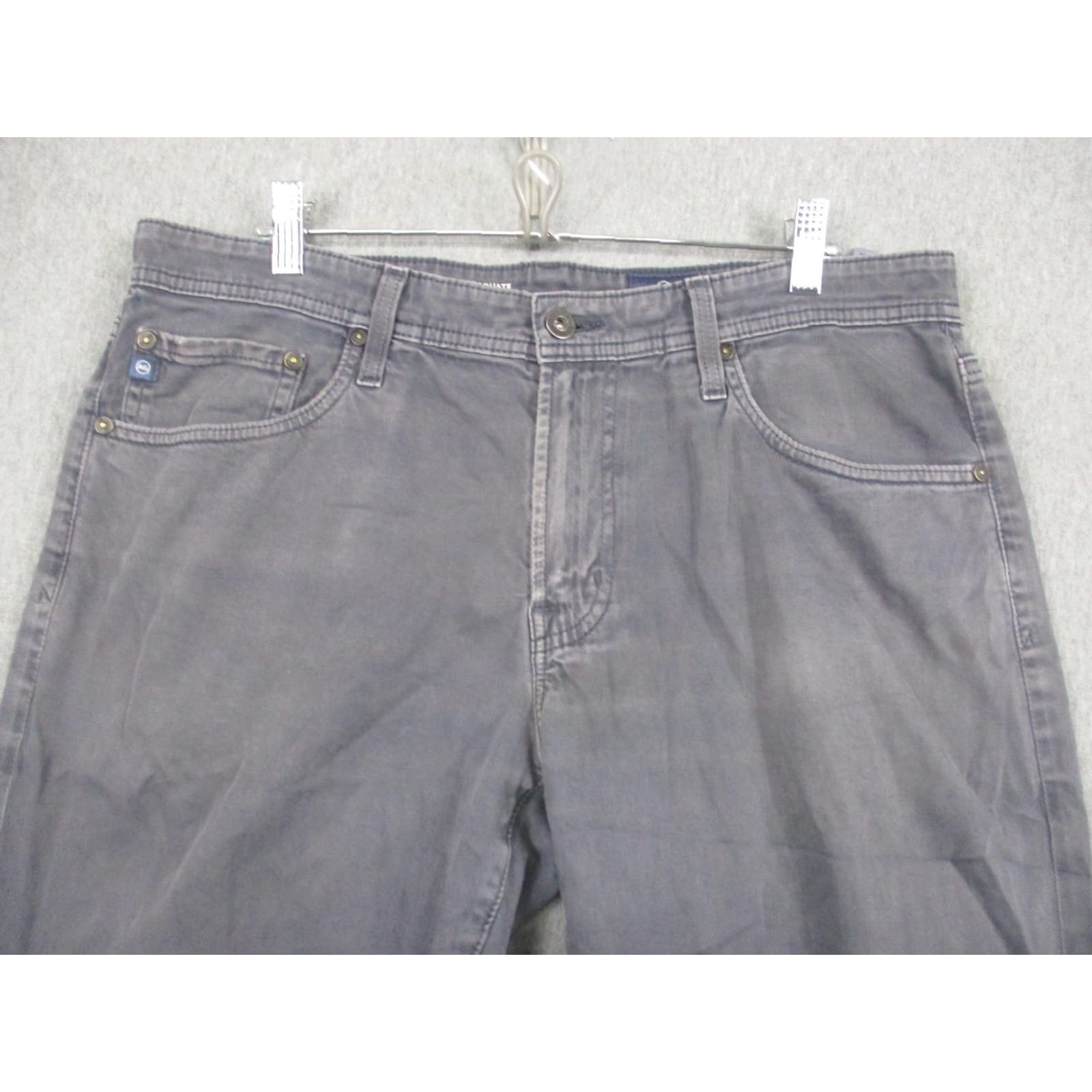 Vintage AG Adriano Goldschmied Jeans Mens 34 The Graduate Tailored Leg Straight Stretch Gray/Charcoal 5-Pocket Denim Size US 34 / EU 50 - 2 Thumbnail