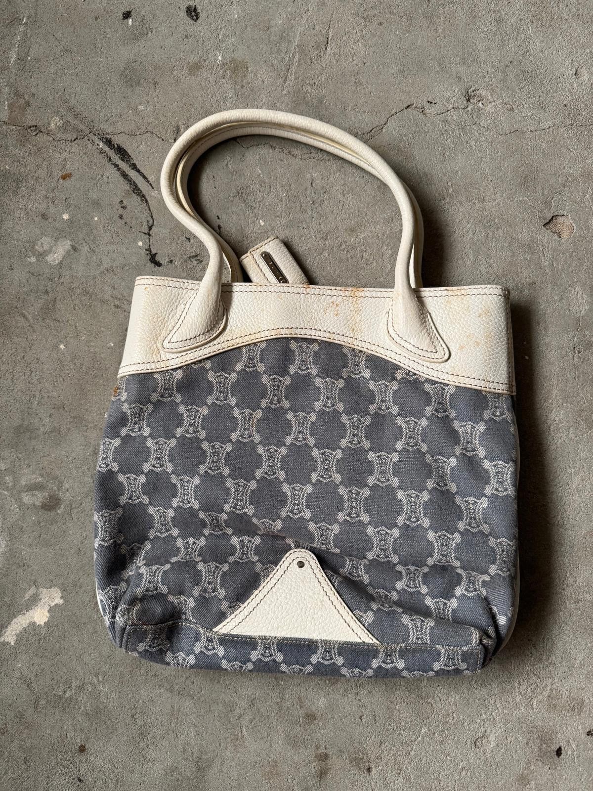 Celine Celine Triomphe Macadam Denim Tote Bag Blue/White Size ONE SIZE - 5 Thumbnail
