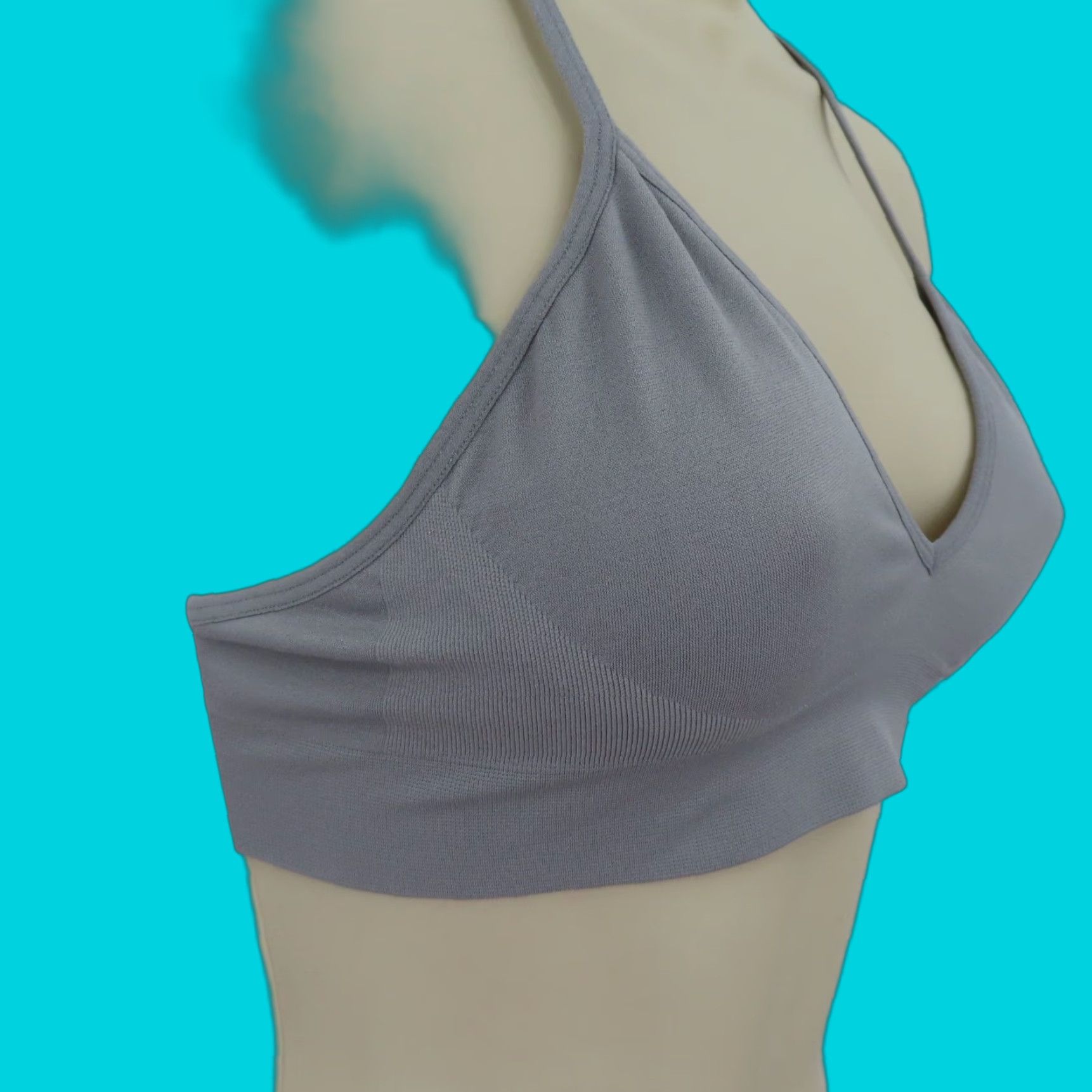 DKNY DKNY Womens Small 021987 Solid Gray White Logo Wireless Wire Free Bralette Bra Shirt? Size ONE SIZE - 1 Thumbnail